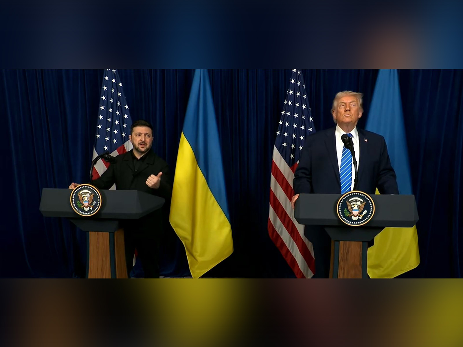 Ukrainian President Volodymyr Zelenskyy speaks during a bilateral meeting with US President Donald Trump. (Image Source: The White House/YouTube)