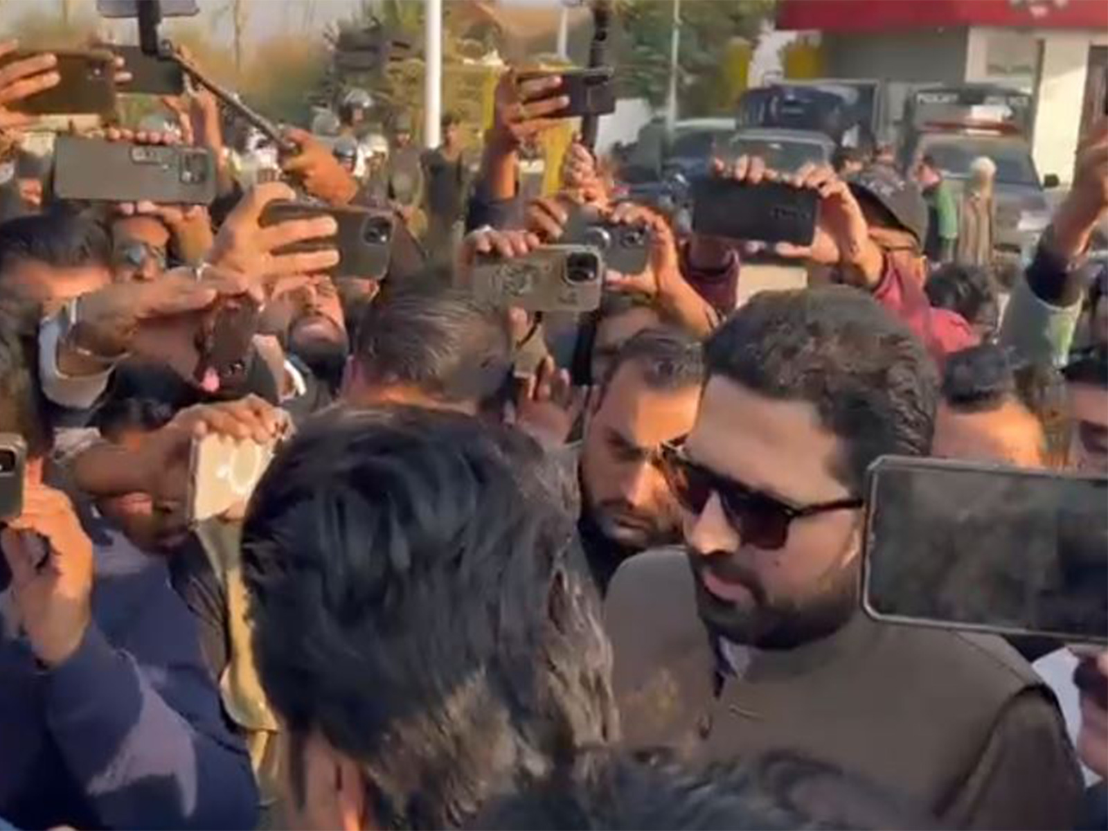 KP CM Afridi along with PTI supporters rally outside Adiala Jail (File Photo/ANI)