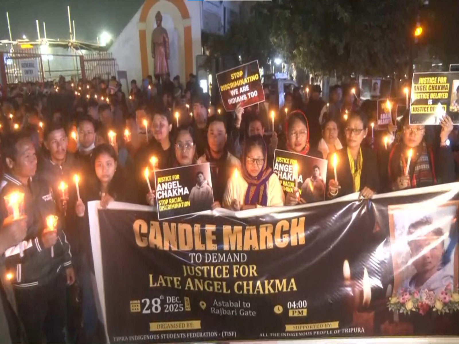 Students demand justice for Anjel Chakma (Photo/ANI)