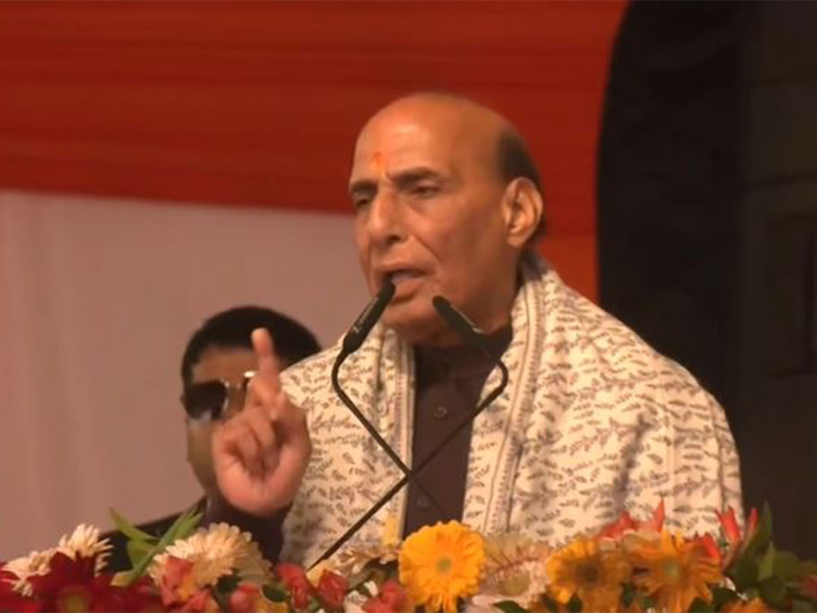Defence Minister Rajnath Singh attends the 'Pratishtha Dwadashi Ceremony' marking the second anniversary of the Ram Temple consecration in Ayodhya. (Photo/ @rajnathsingh)