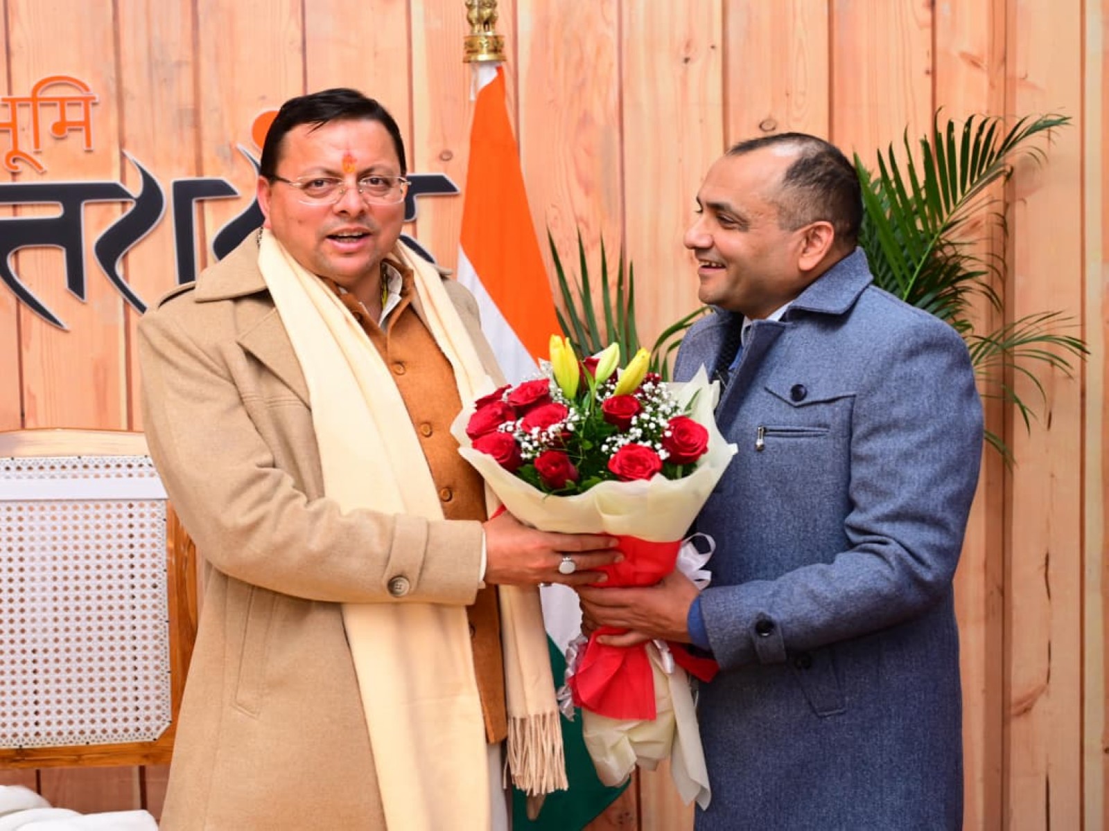 Uttarakhand DG Abhinav Kumar meets CM Pushkar Singh Dhami (Photo/ANI)