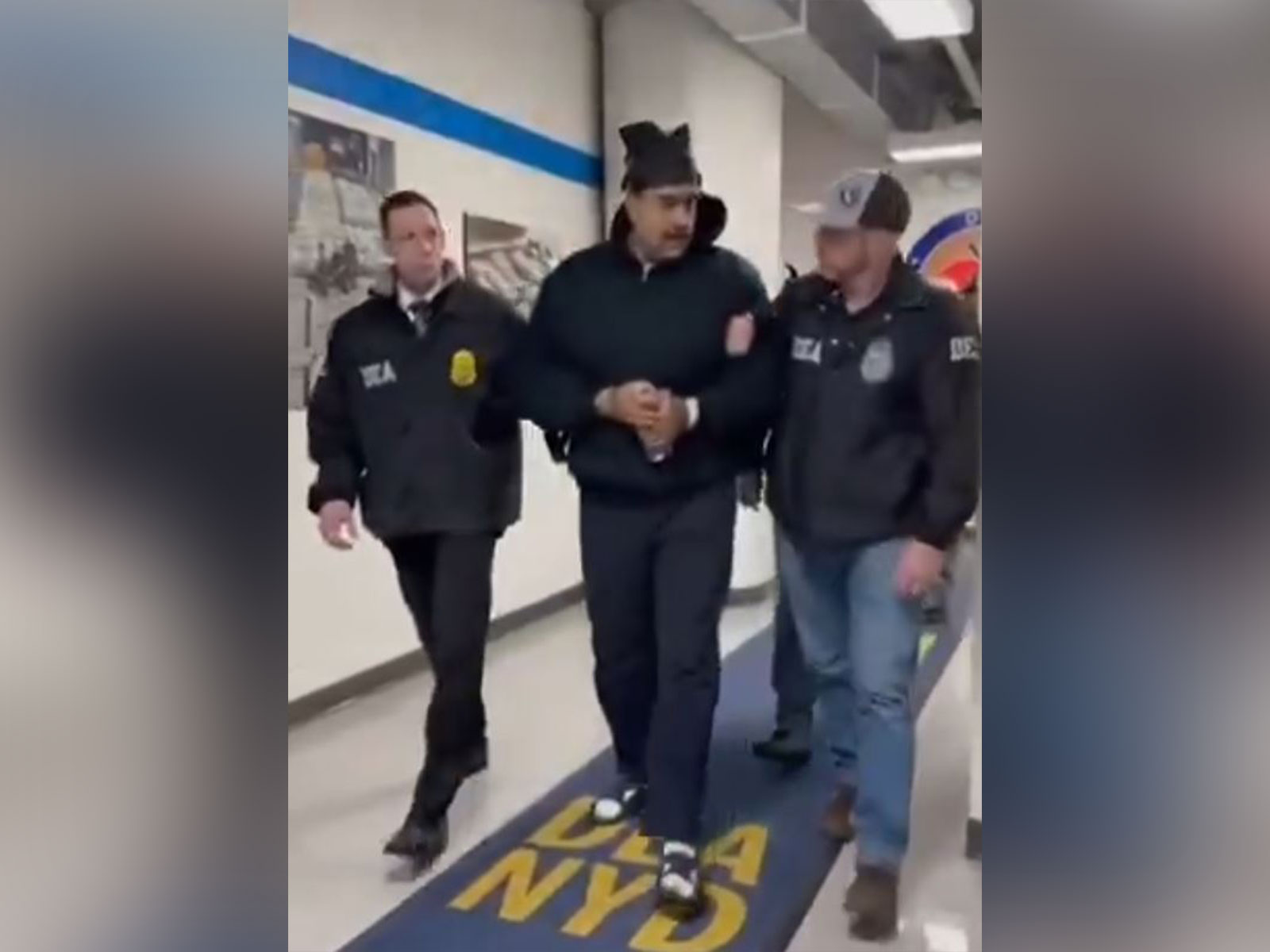 Captured Venezuelan Dictator Nicolas Maduro stages the perp-walk (Photo: X@RapidResponse47)