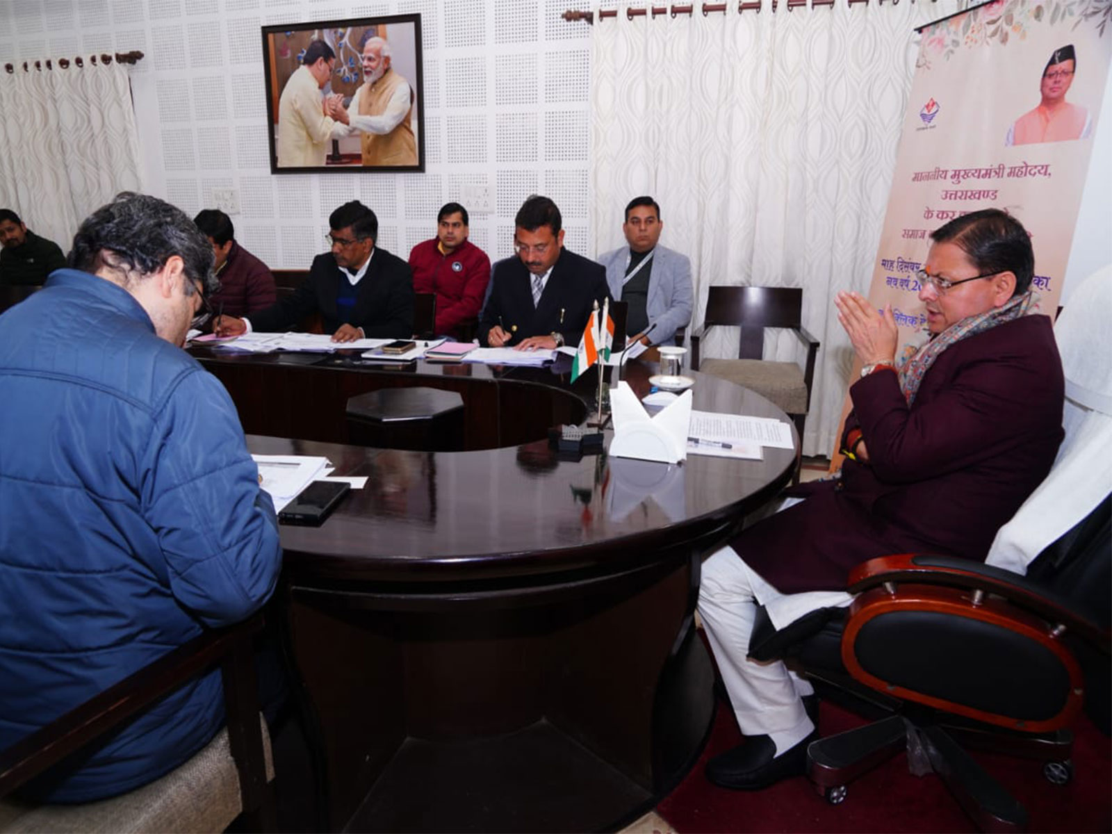 Uttarakhand Chief Minister transfers pension amounts disbursed by the Social Welfare Department(Photo/ANI)