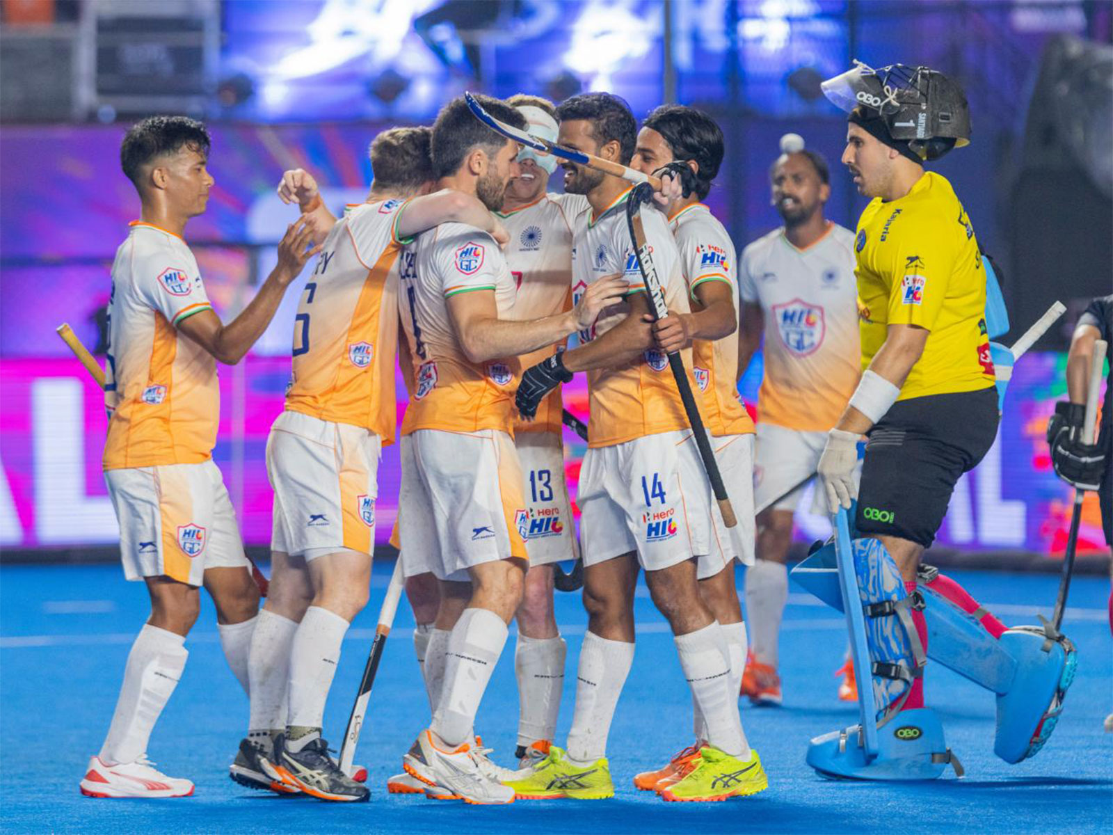 HIL GC celebrating a goal. (Photo: Hockey India)