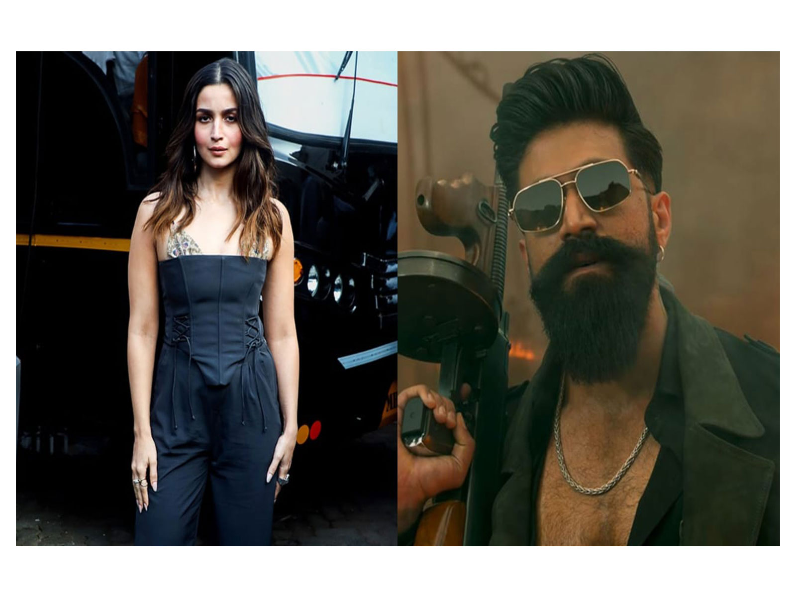 Actor Alia Bhatt (L) Snip from teaser (File photo: ANI/(Photo/Instagram@thenameisyash))