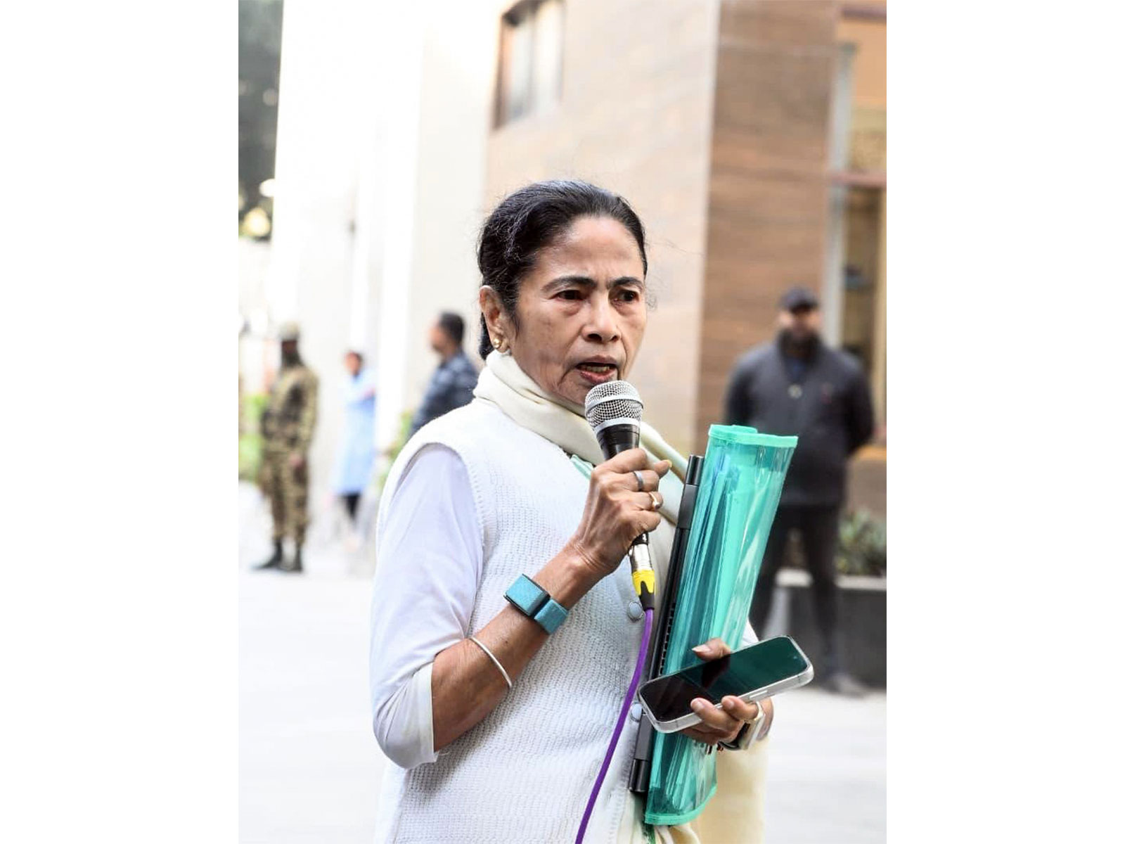 West Bengal Chief Minister Mamata Banerjee with the file taken from I-PAC office (Photo/ANI)