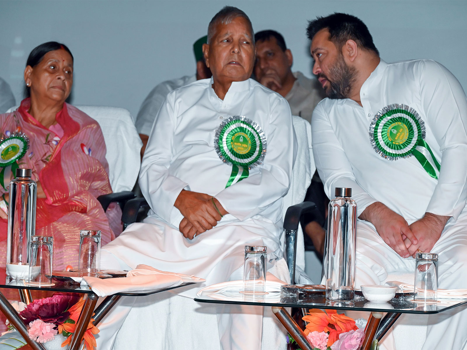 Rashtriya Janata Dal (RJD) Chief Lalu Prasad Yadav with party leaders Rabri Devi and Tejashwi Yadav (File Photo/ANI)