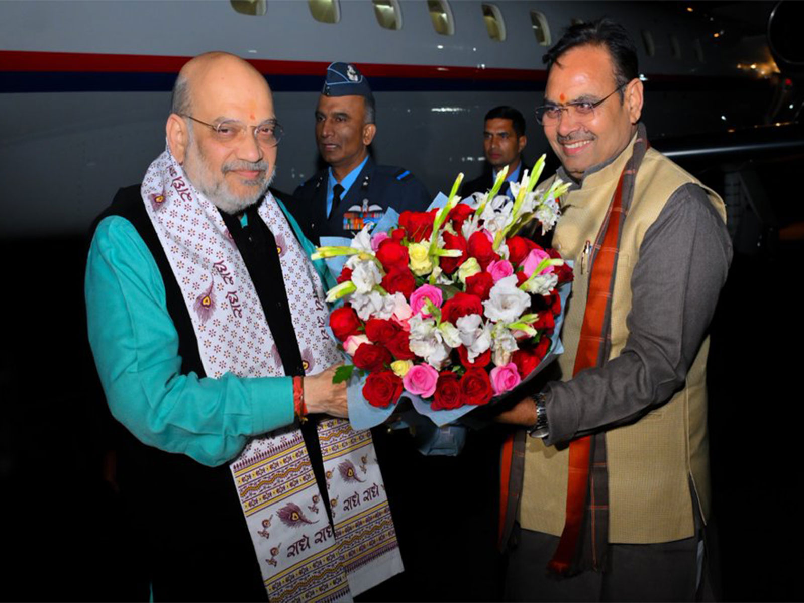 Rajasthan CM Bhajanlal Sharma and Union Home Minister Amit Shah at Jodhpur Airport (Photo/X/@BhajanlalBjp)