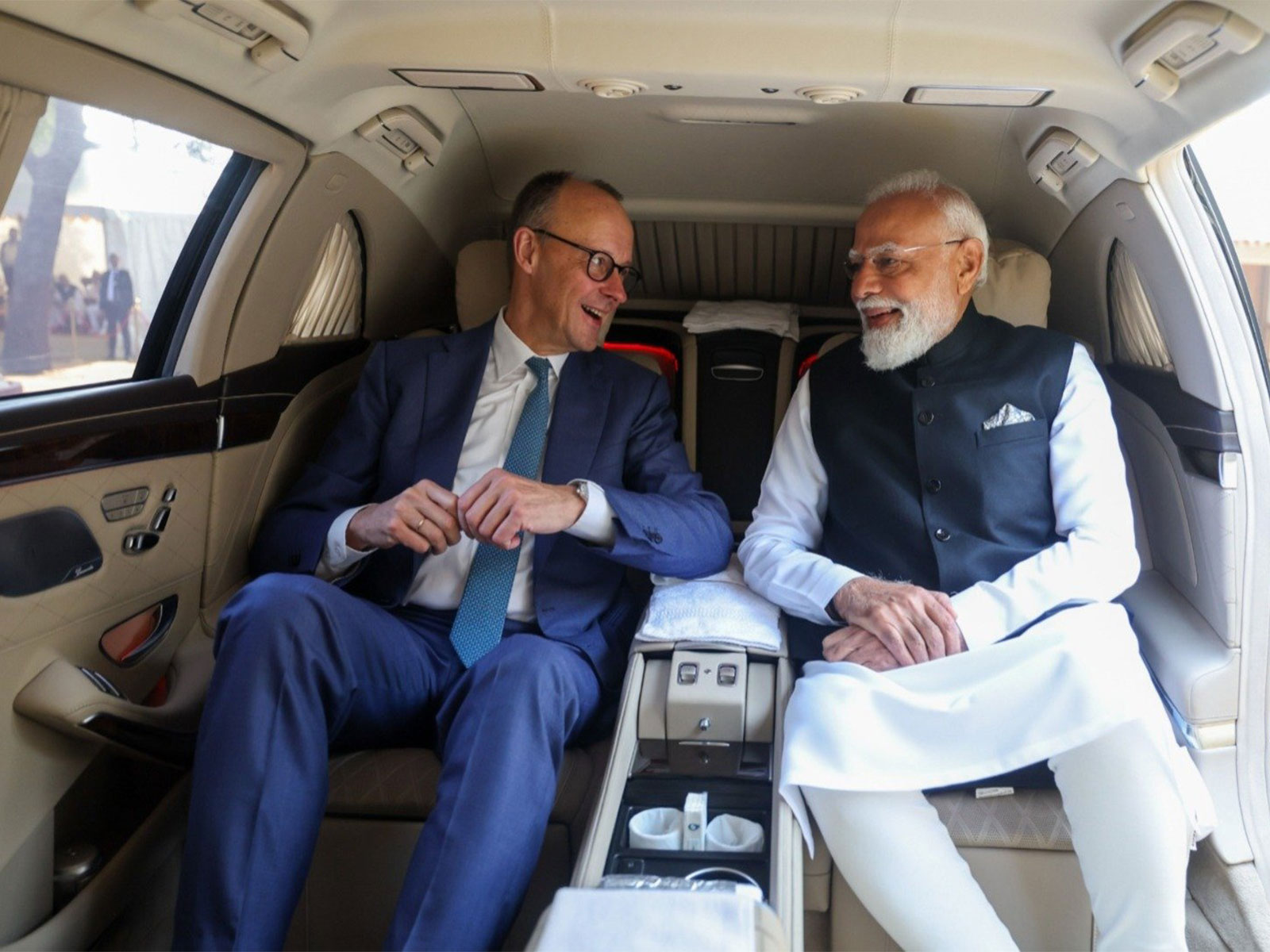PM Modi shares car ride with German Chancellor Merz (Photo/X@narendramodi)