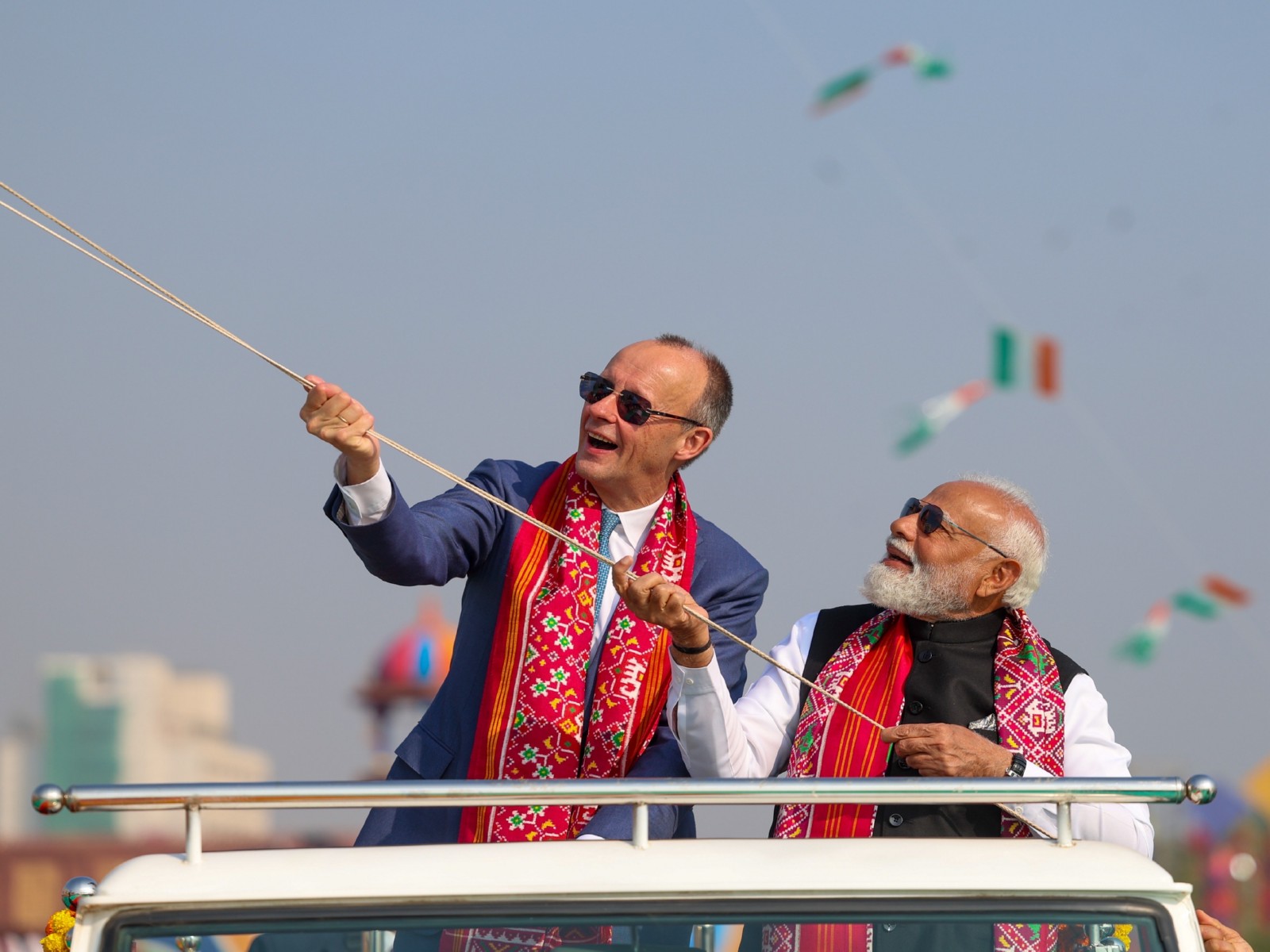 Prime Minister Narendra Modi  and German Chancellor Friedrich Merz at 'International Kite Festival 2026' (Photo/Gujarat CMO)