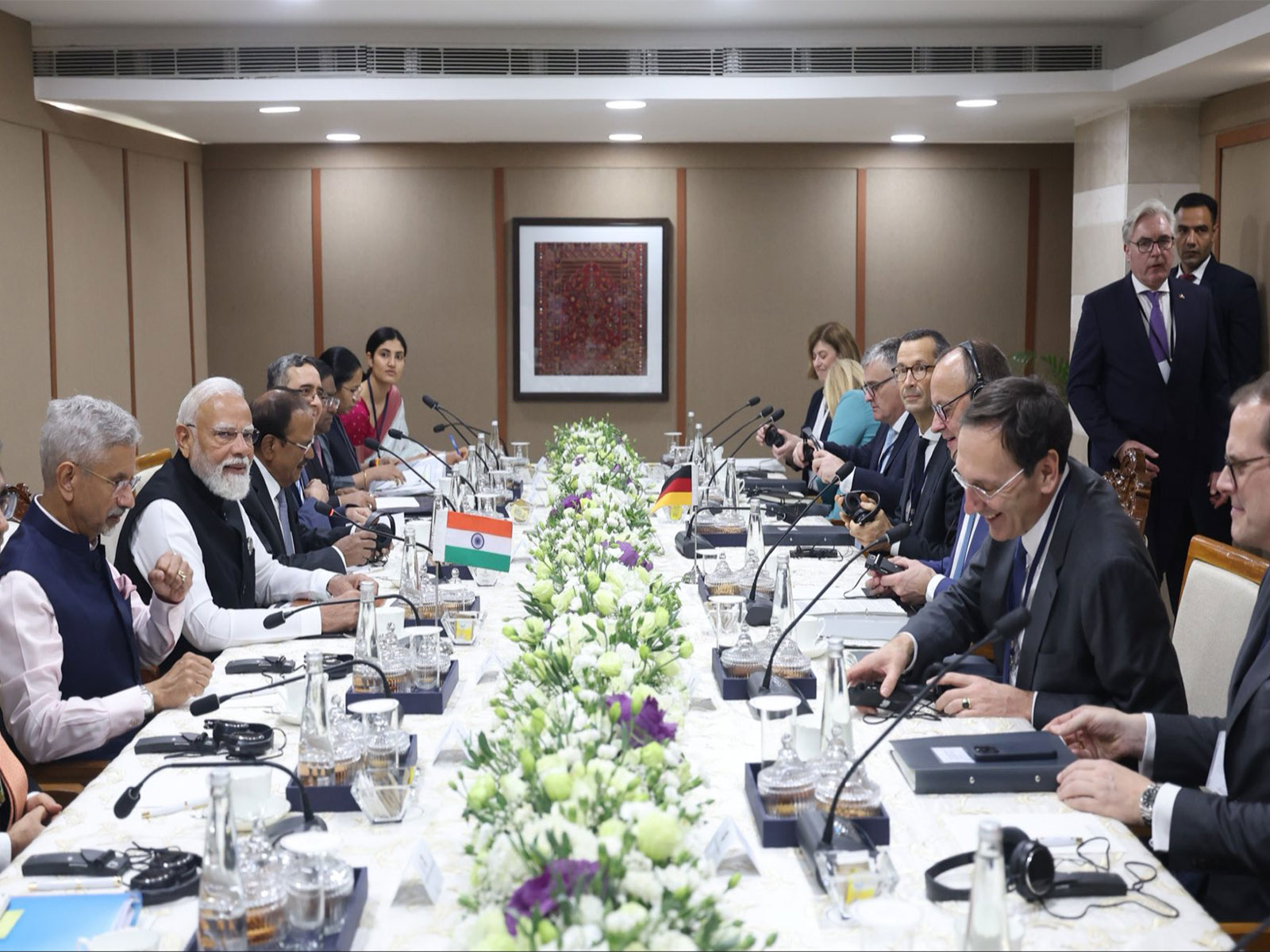 Prime Minister Narendra Modi and German Chancellor Friedrich Merz during delegation-level talks in Gandhinagar, Gujarat. (Photo: X/@MEAIndia)