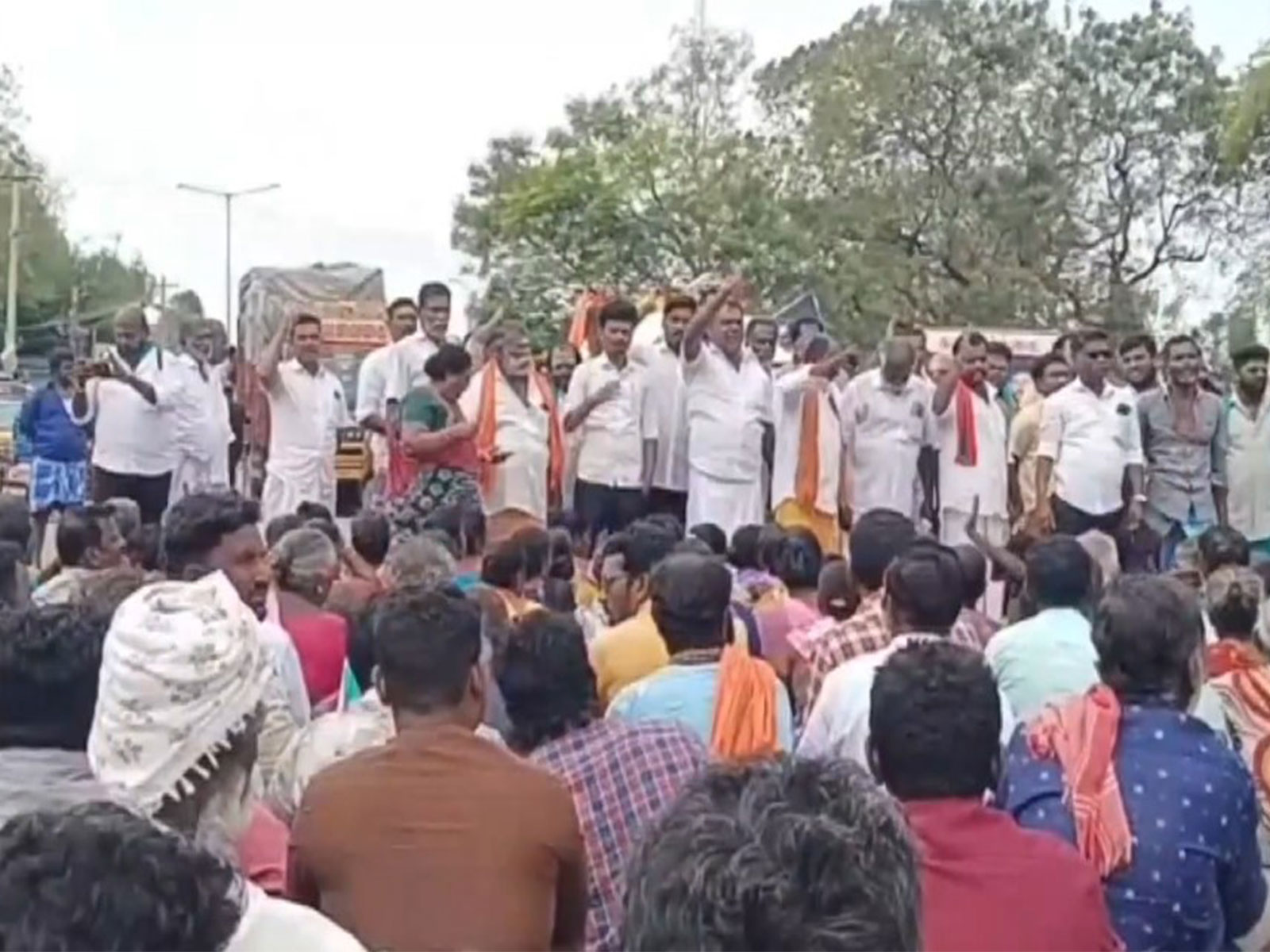 Visual of protests in Pamban(Photo/ANI)