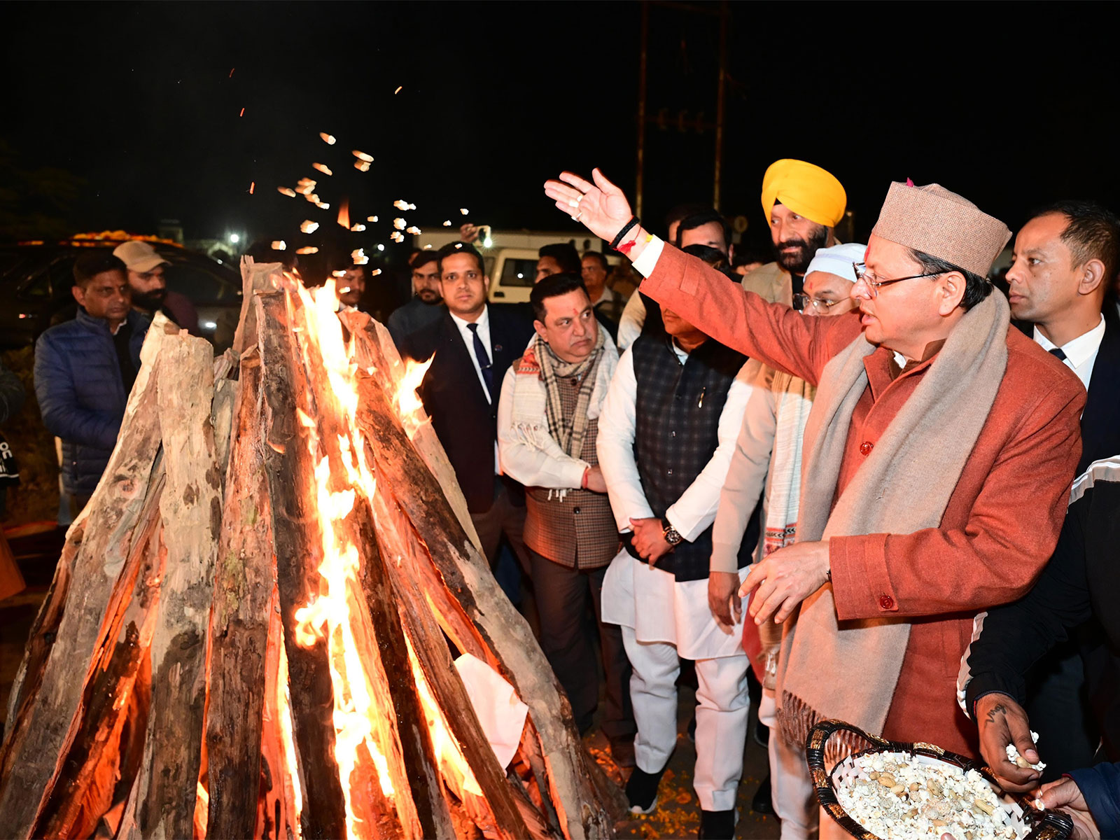 Pushkar Singh Dhami in Lohri celebration (Photo/ANI) 