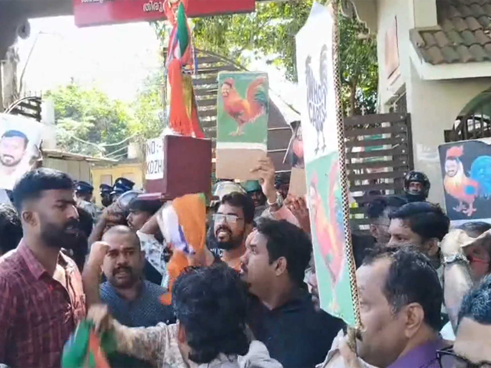 Kerala political youth organisations protest outside Court (Photo/ANI)