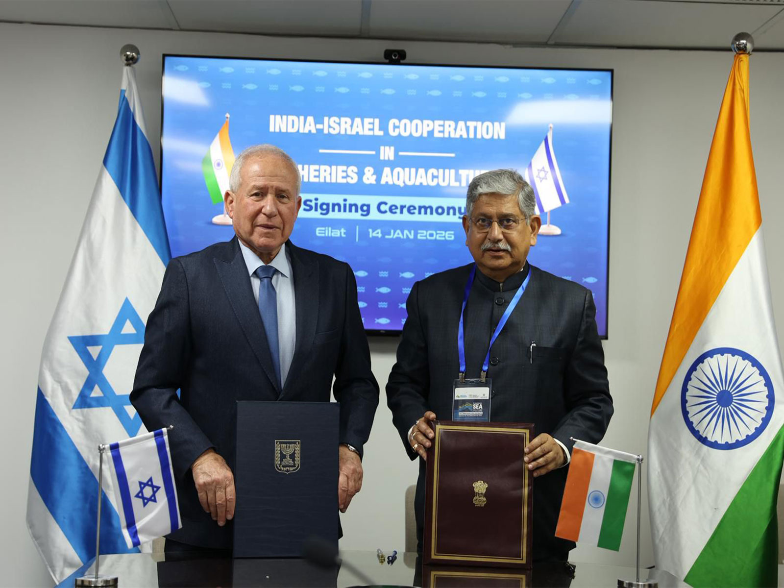 Union Minister Lalan Singh, Israel's Avi Dichter sign declaration of intent on Fisheries & Aquaculture (Photo/X/@FisheriesGoI)