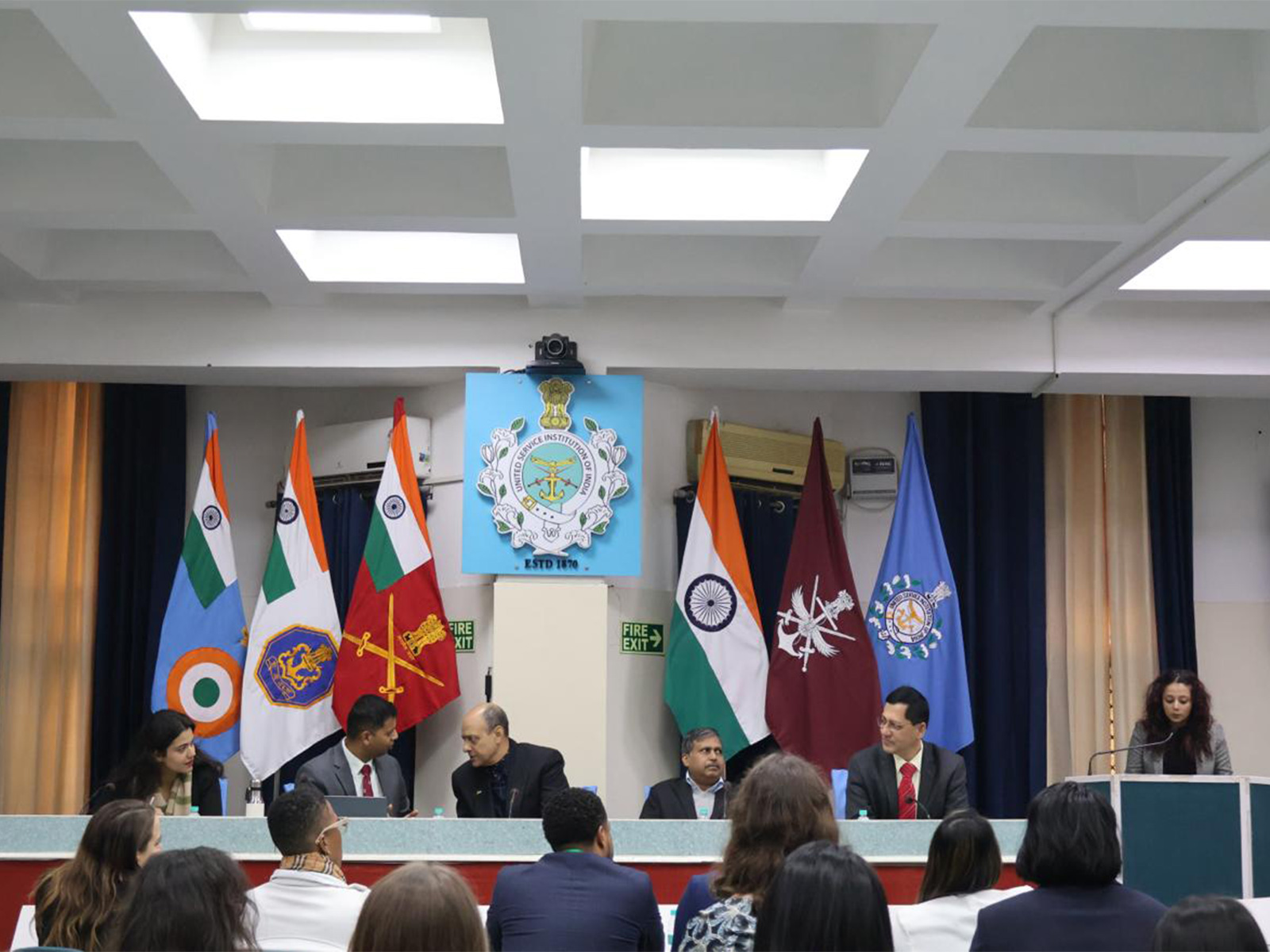 Major Vineet Kumar, Founder and Global President, CyberPeace; Vice Admiral Sanjay J. Singh, SYSM, PVSM, AVSM, NM, PhD (Retd.), Director General; Mr. M.A.K.P. Singh, Chief Technical Officer, CyberPeace; and Lt Col Vikram Kapoor (Photo/ANI)