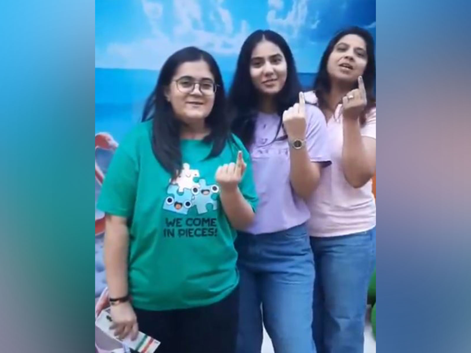 Voters showing the indelible ink mark on their fingers after casting their vote (Photo/@mybmc)