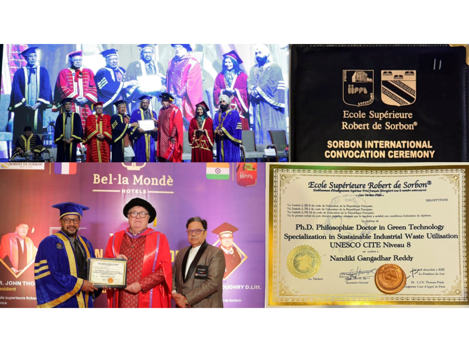 Dr. Nandiki Gangadhar Reddy Conferred Prestigious PhD in Green Technology at XXVII Sorbon International Convocation
