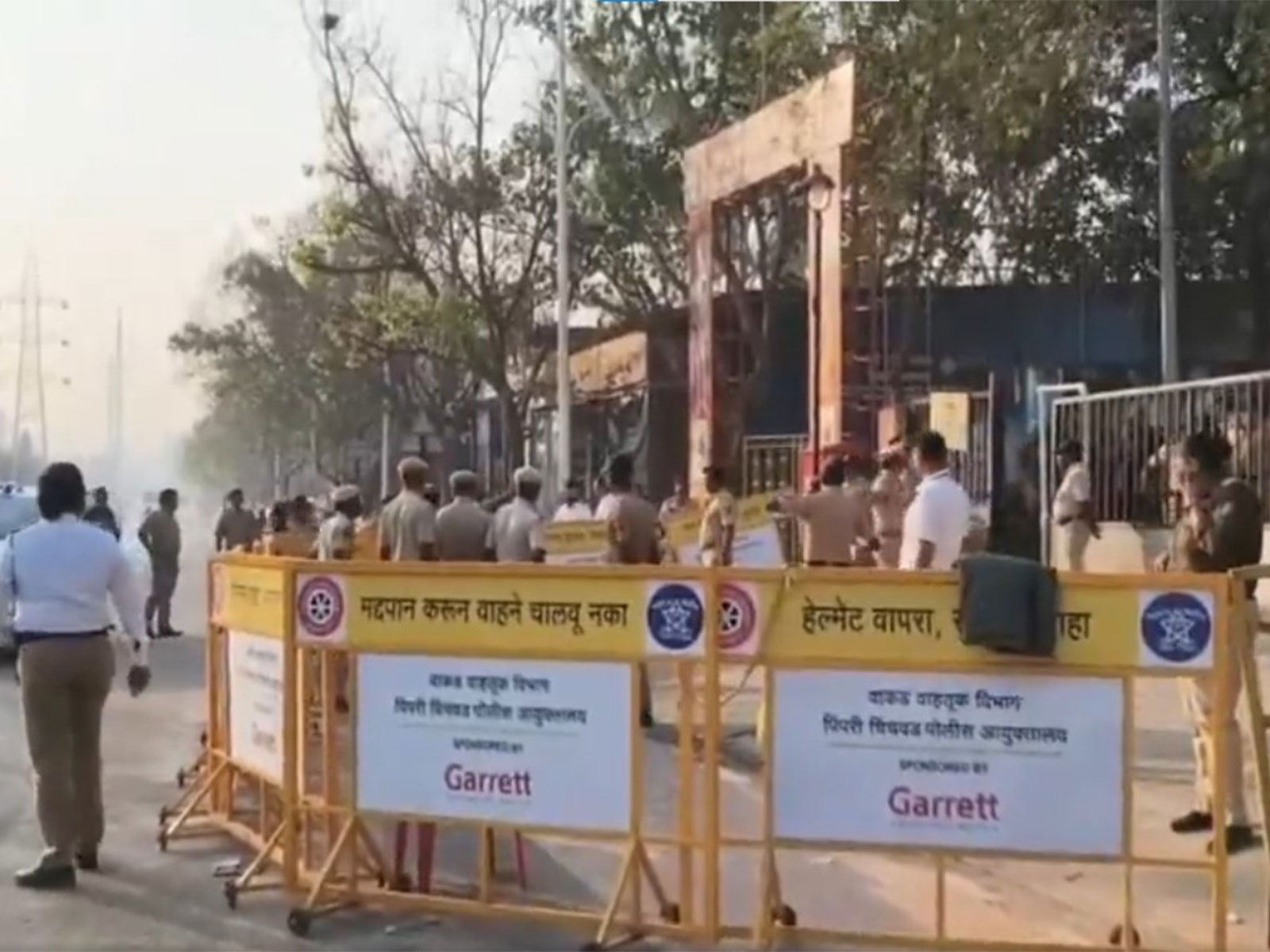 Security personnel stationed outside PCMC D Ward office ahead of Maharashtra local body poll counting (Photo/ANI) 