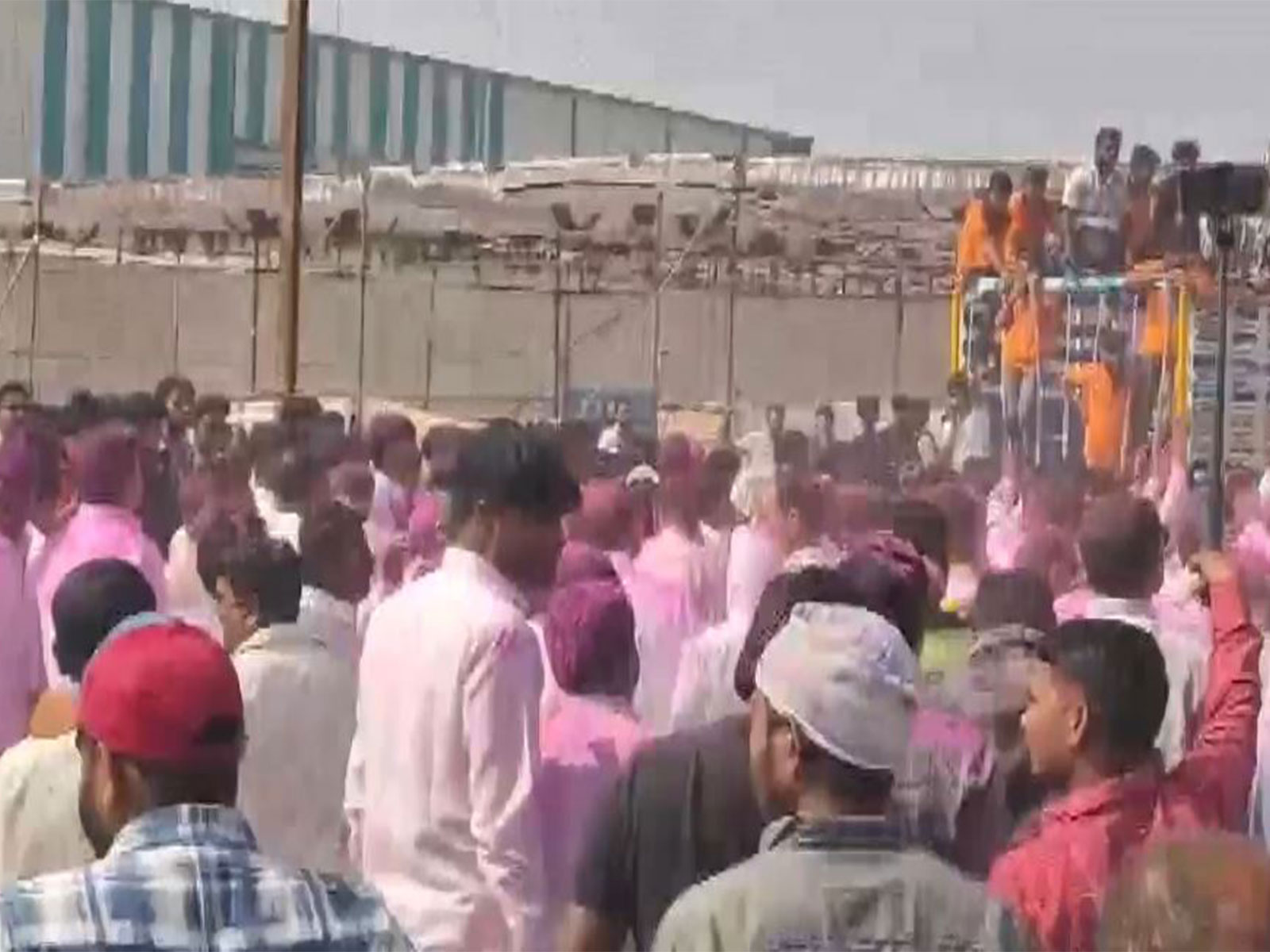 Celebration visuals from counting Center in Worli (Photo/ANI)