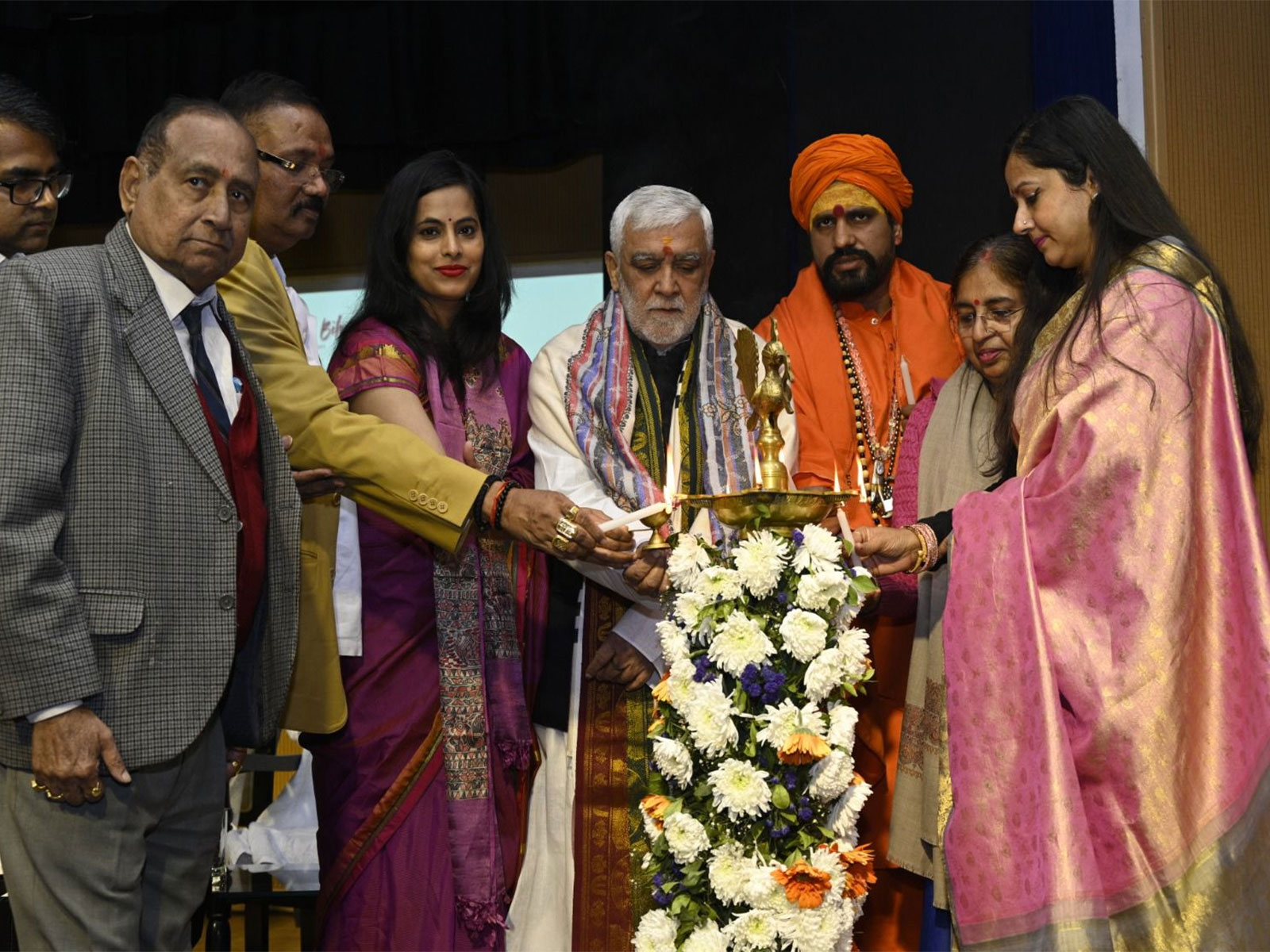 BIHAAN - For the Rising Bharat leaders and dignitaries during the lamp-lighting ceremony at the launch of the initiative's global campaign at Dr Ambedkar International Centre. (Photo/ANI)