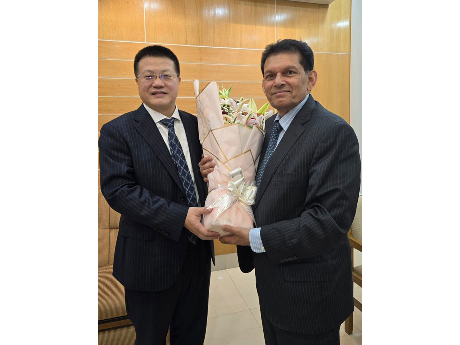 Chinese Ambassador to Bangladesh Yao Wen meets National Security Adviser Khalilur Rahman at the Chief Adviser's Office in Dhaka. (Photo: X/@ChiefAdviserGoB)