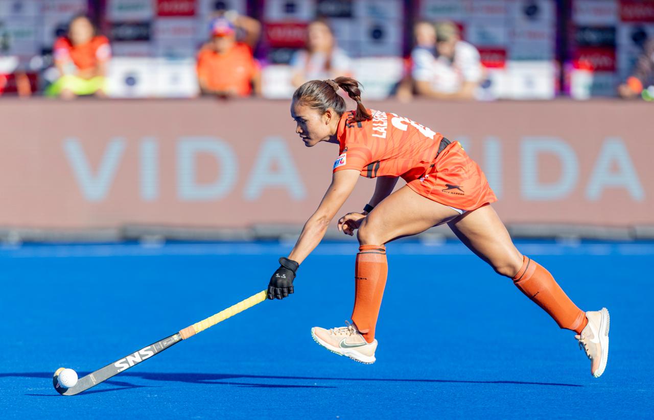 Shrachi Bengal Tigers forward Lalremsiami in action during Women's Hockey India League (Image: HIL)