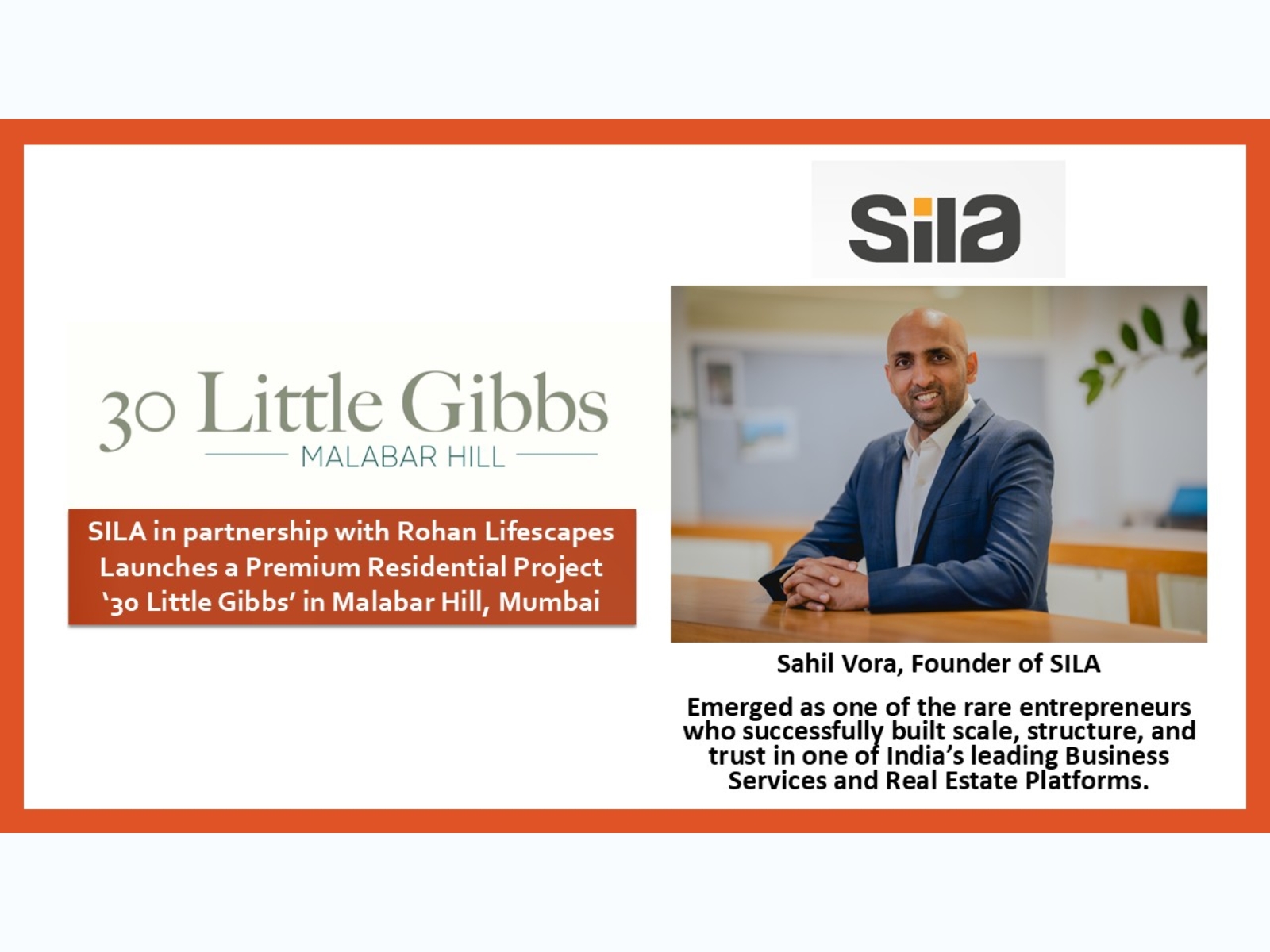 Sahil Vora Led SILA in partnership with Rohan Lifescapes Launches Residential Project '30 Little Gibbs' in Malabar Hill