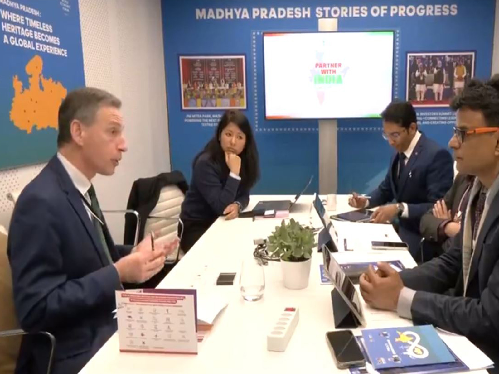 MP government delegation to WEF 2026 with Herve Couraye, Advisor to TouchLab (Photo/ANI)