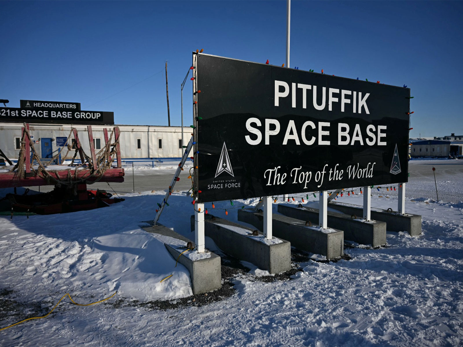 A view shows a sign at the U.S. military's Pituffik Space Base in Greenland  (Photo/Reuters)