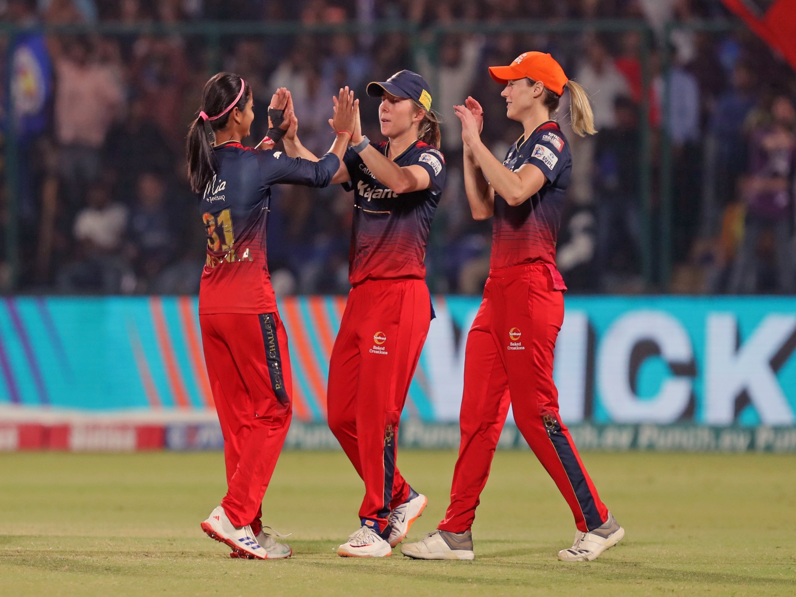 RCB team celebrating during a WPL match (Photo: ANI)