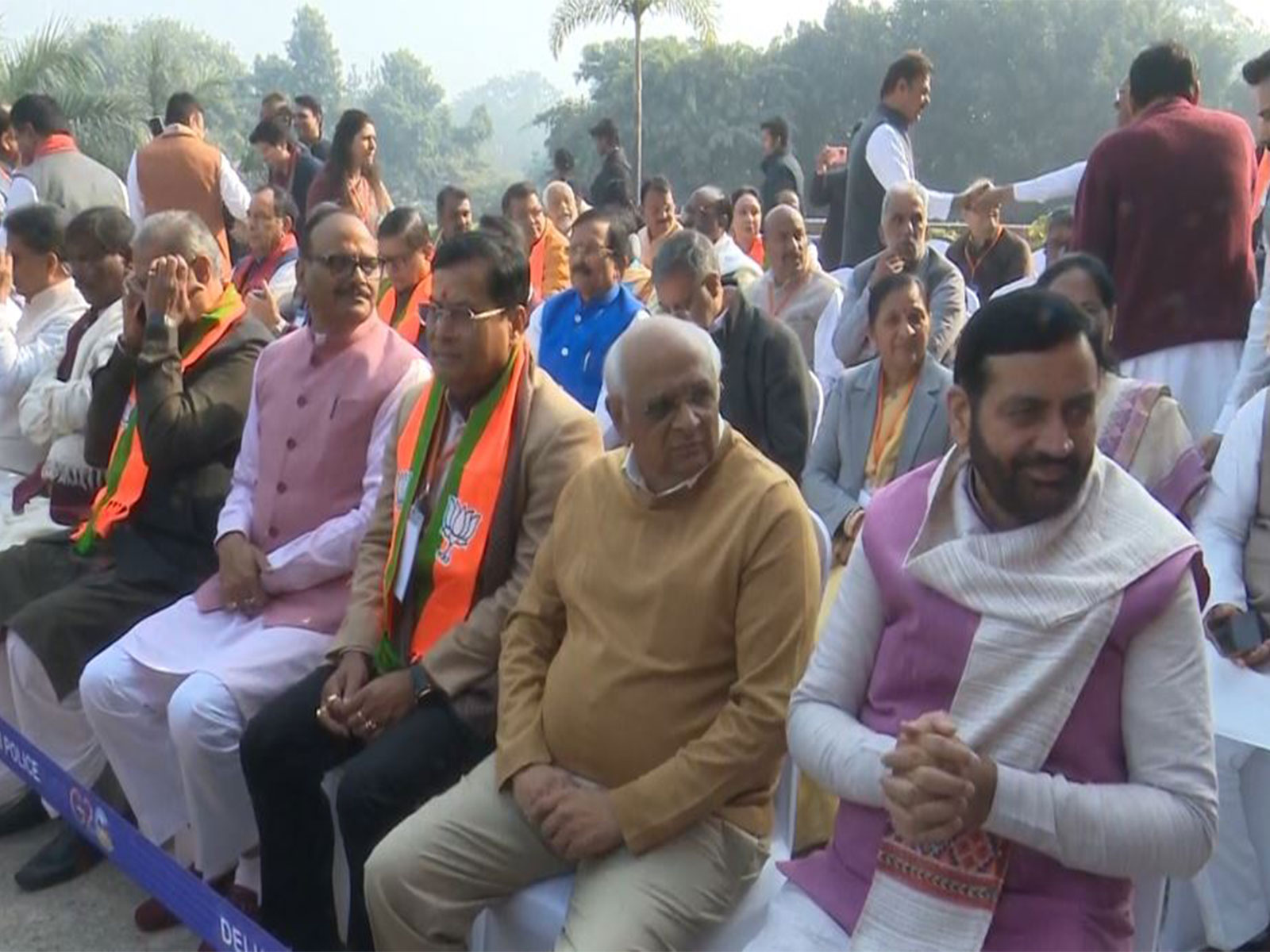 Several BJP leaders at party headquarters in Delhi (Photo/ANI)