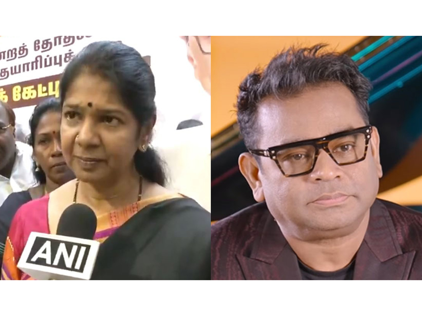 DMK MP Kanimozhi (Photo/ANI), AR Rahman (Image source: Instagram@arrahman) 