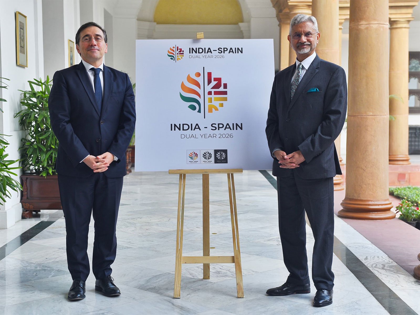 EAM Jaishankar unveils India-Spain Dual Year logo with FM Albares (Photo/X@DrSJaishankar)