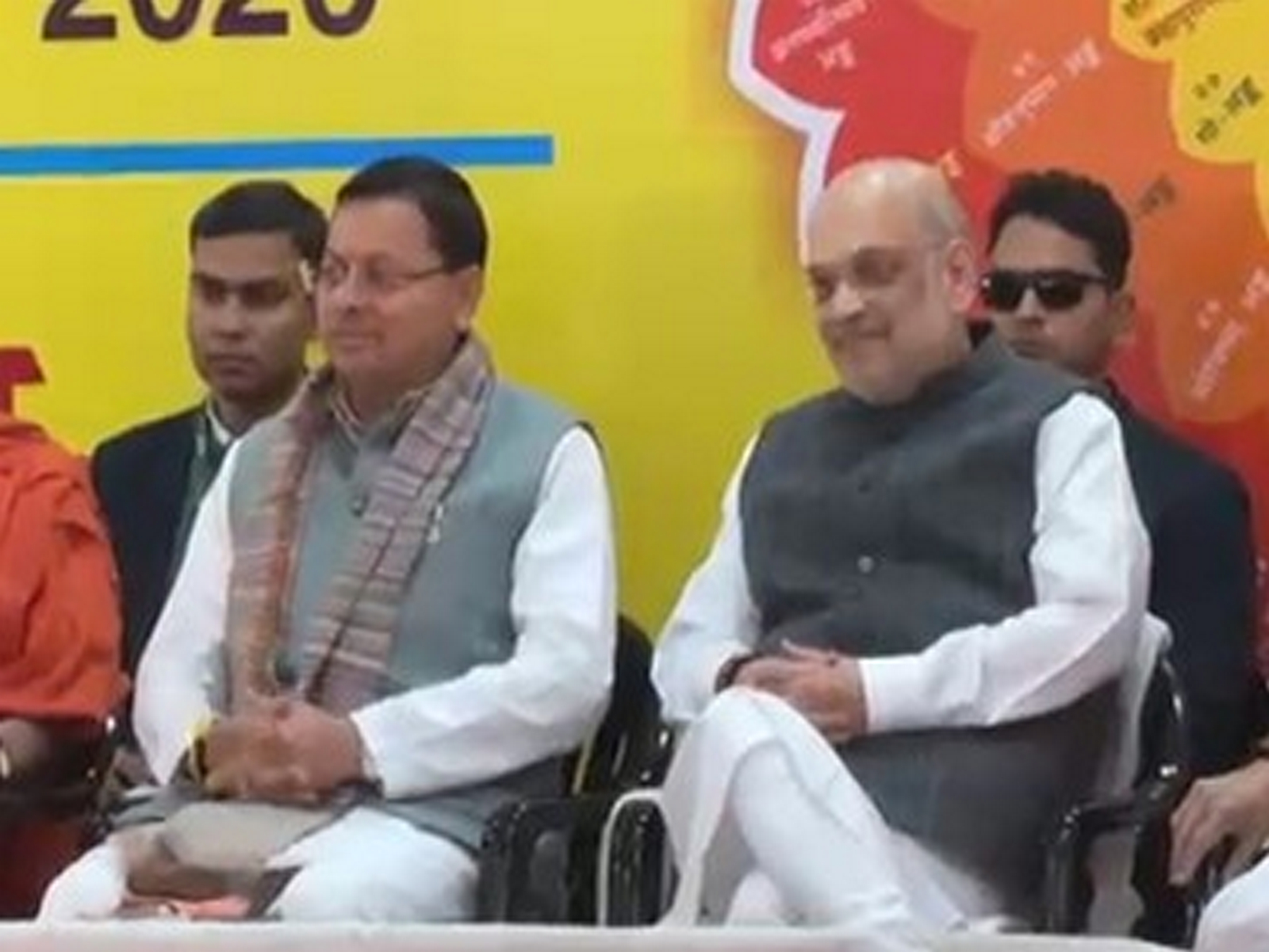 Union Home Minister Amit Shah and Chief Minister Pushkar Singh Dhami attend 'Kalyan' magazine release ceremony. (Photo/ANI)