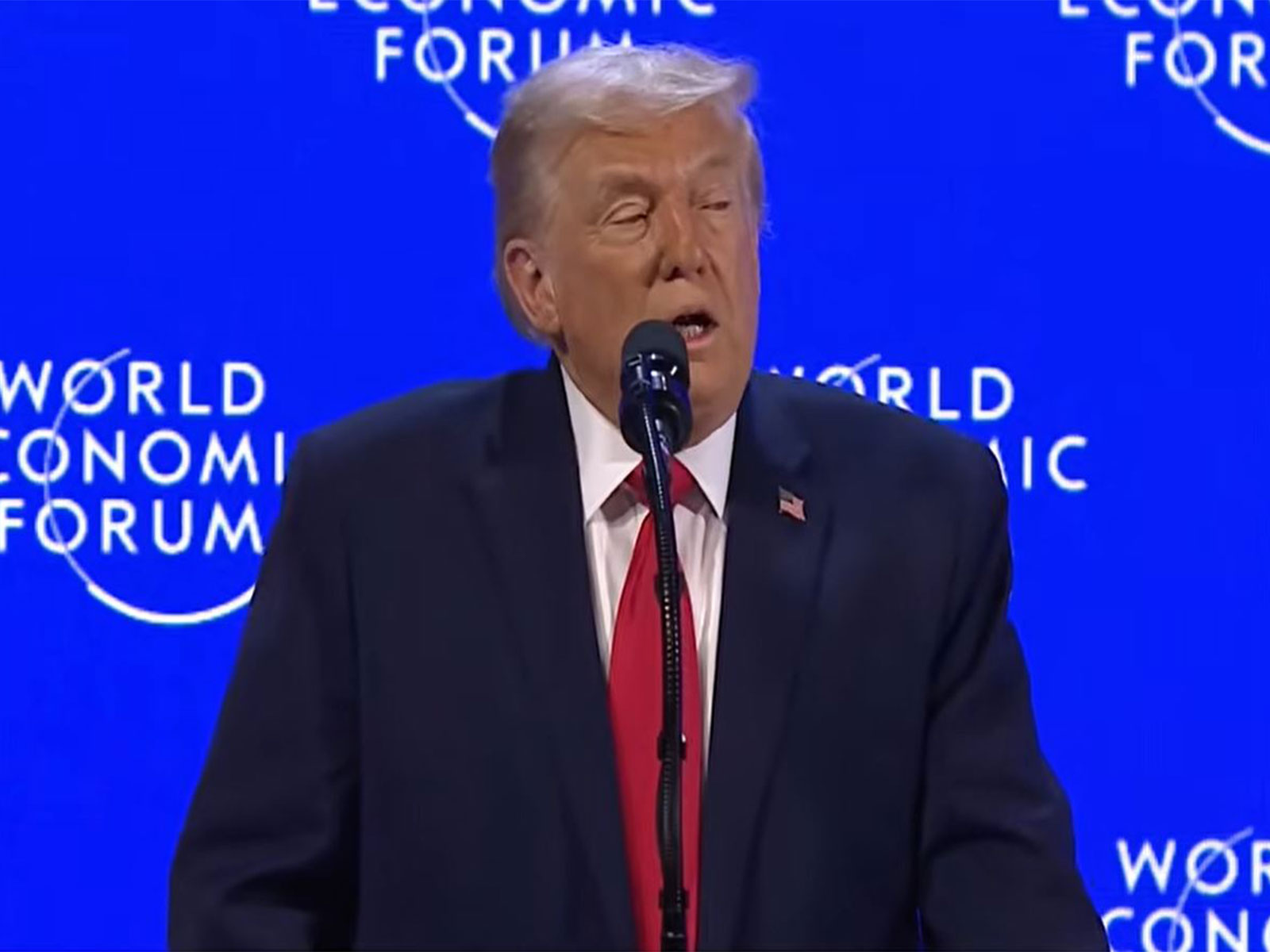 US President Donald Trump speaks at the World Economic Forum (WEF) in Davos, Switzerland. (Image Credit: YouTube/WEF)
