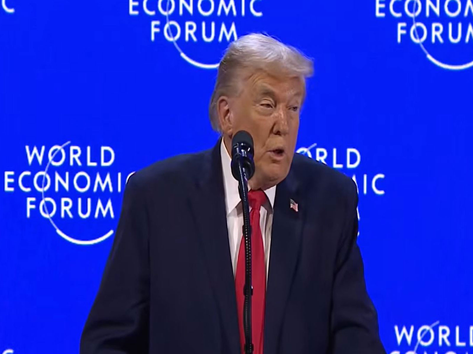 US President Donald Trump speaks at the World Economic Forum in Davos, Switzerland. (Image Credit: YouTube/WEF)