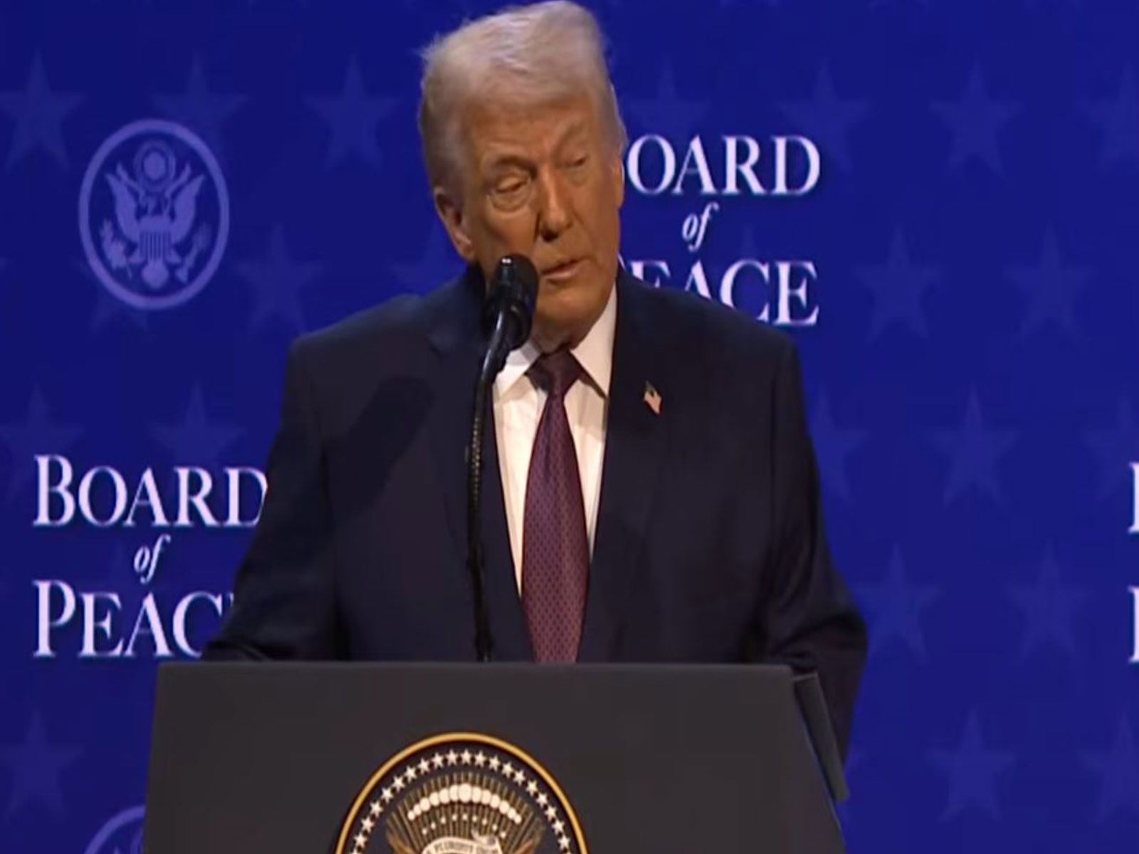 US President Donald Trump speaks at the World Economic Forum (WEF) in Davos. (Image Source: The White House/YouTube)
