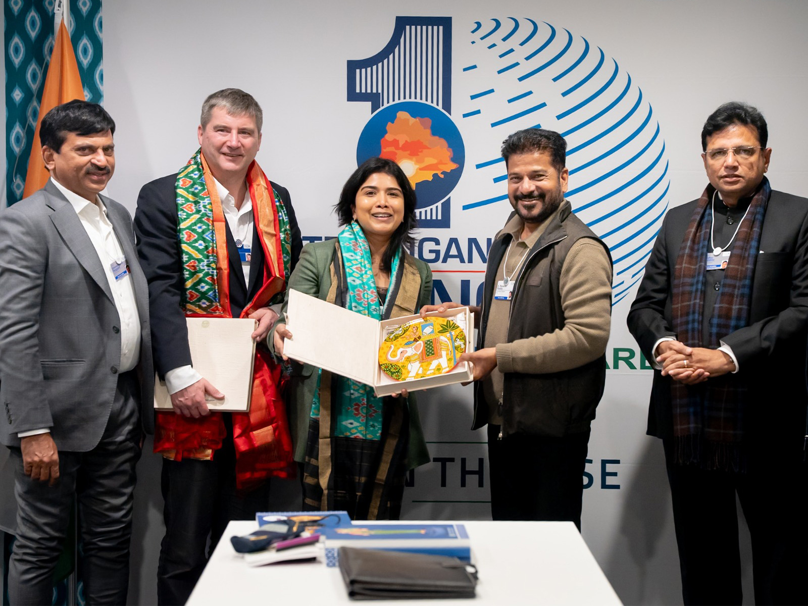   Telangana CM A. Revanth Reddy met Jeremy Jurgens, managing director, World Economic Forum (WEF) and Manju George, Head of Strategic Impact and Integration (Photo/Telangana CMO)