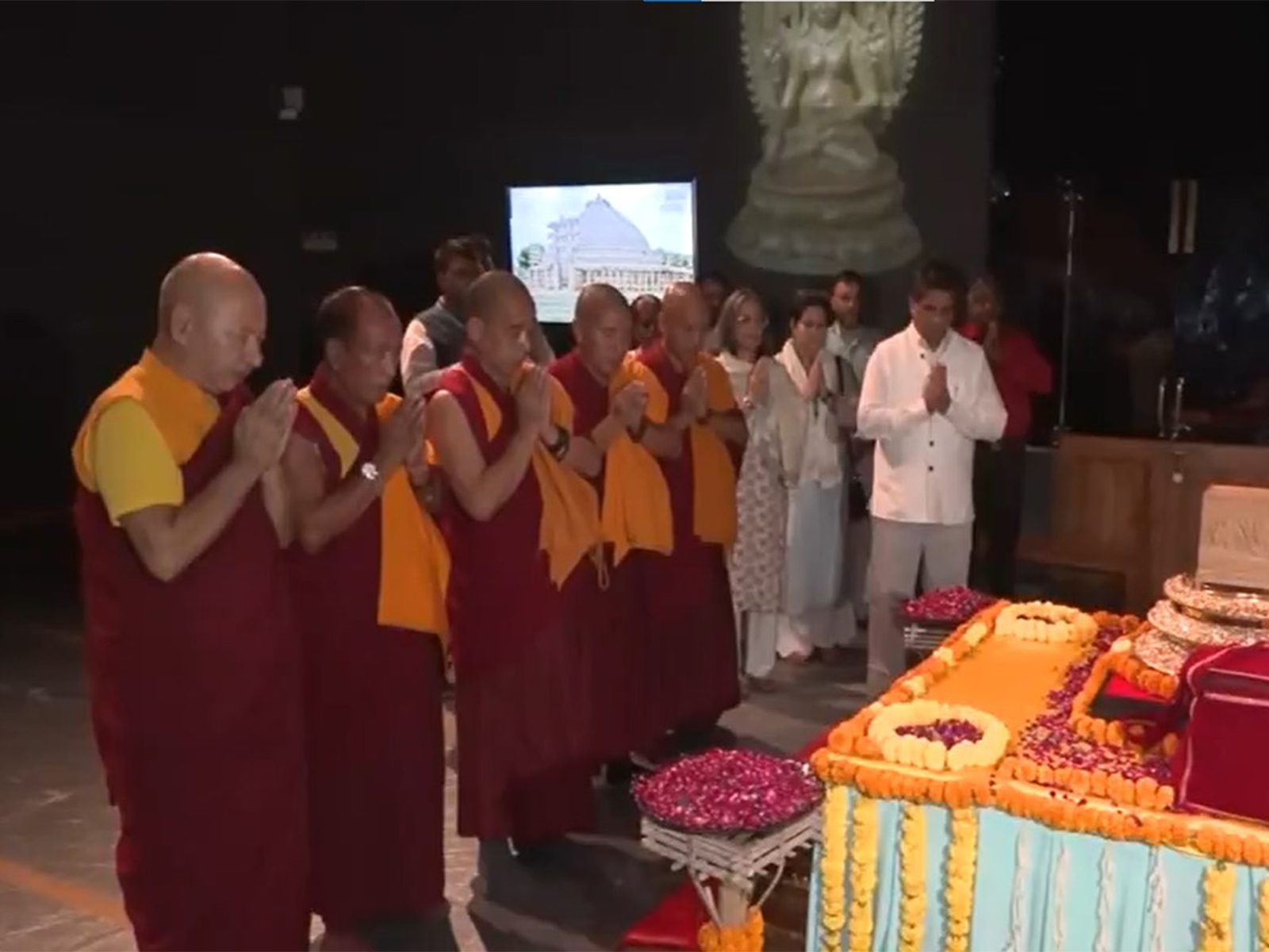 Monks offer prayers to Buddha relics. (File Photo/ANI)