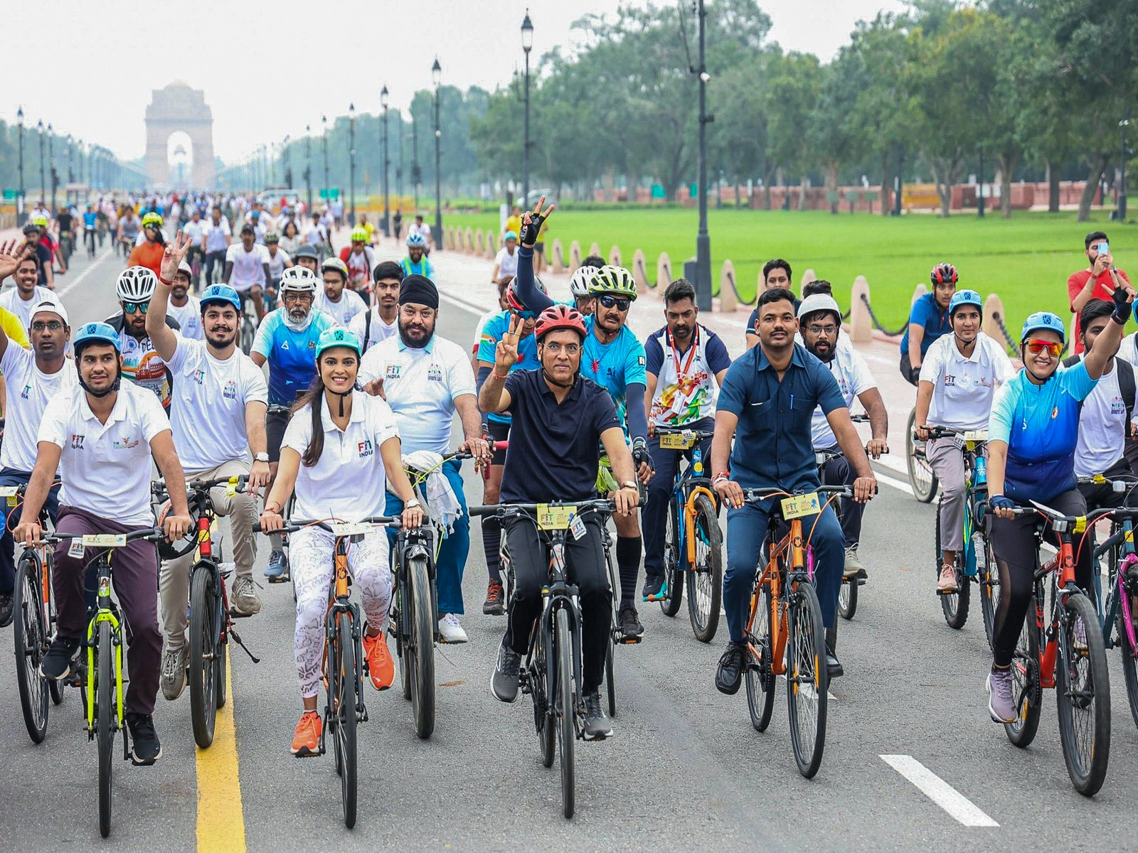Union Sports Minister Mansukh Mandaviya during a Fit India Sundays on Cycle event in New Delhi (Photo: ANI)