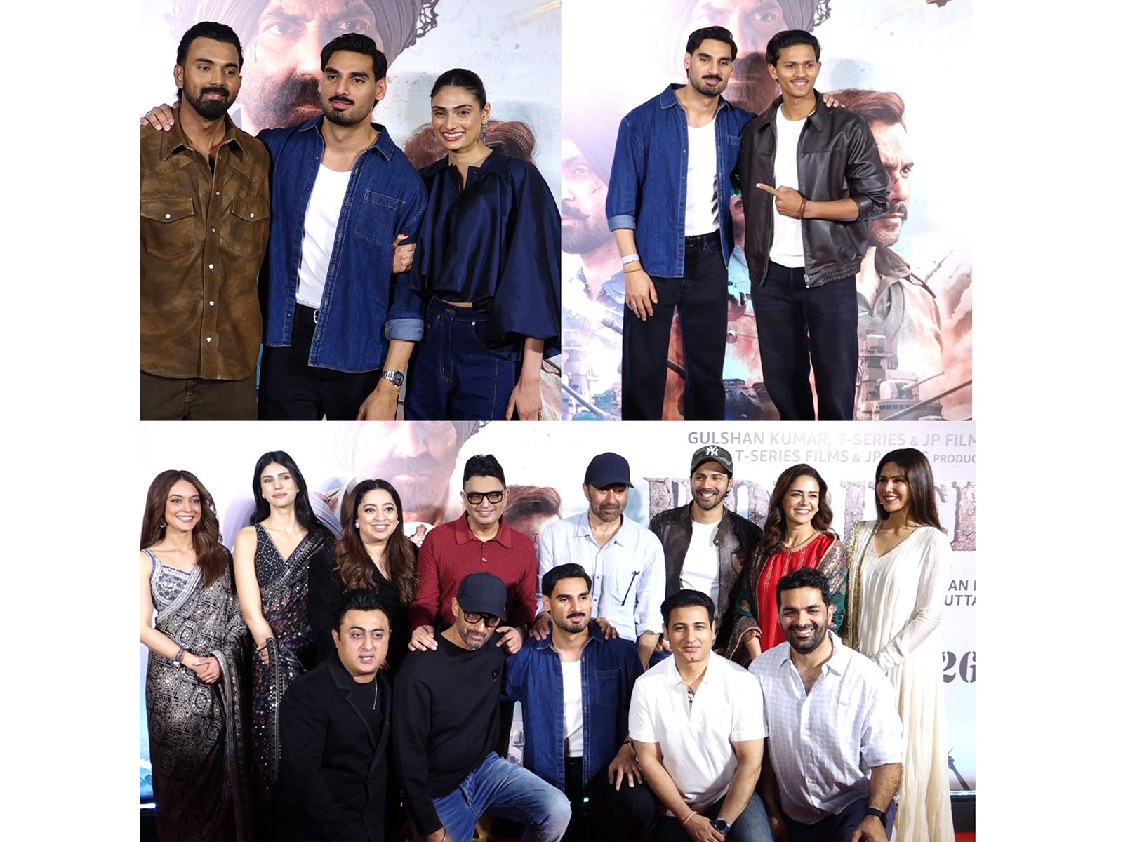 KL Rahul, Ahan Shetty, Athiya Shetty, Yashasvi Jaisal and Border 2 team (Photo/ANI)