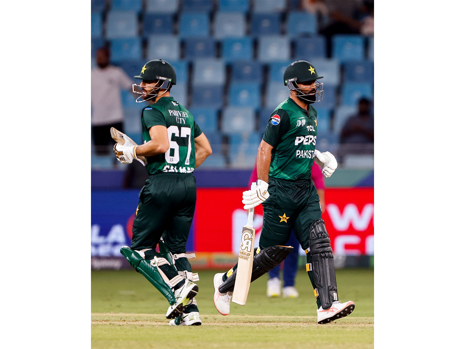 Pakistan's Fakhar Zaman (right) and Salman Agha (left) (Photo: ANI)
