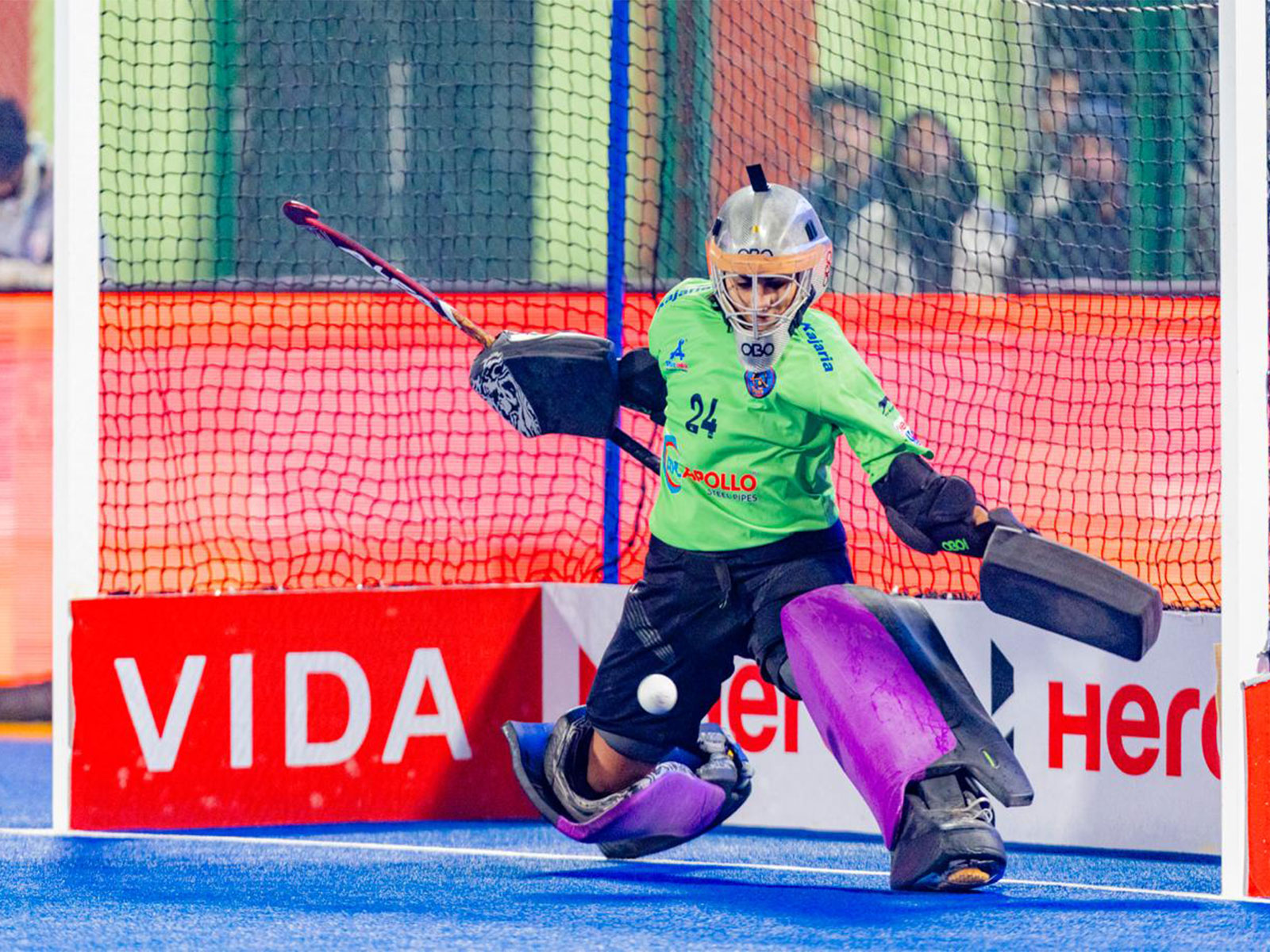 SG Pipers goalkeeper Bansari Solanki in action during Women's Hockey India League 2025-26 (Image: HI)