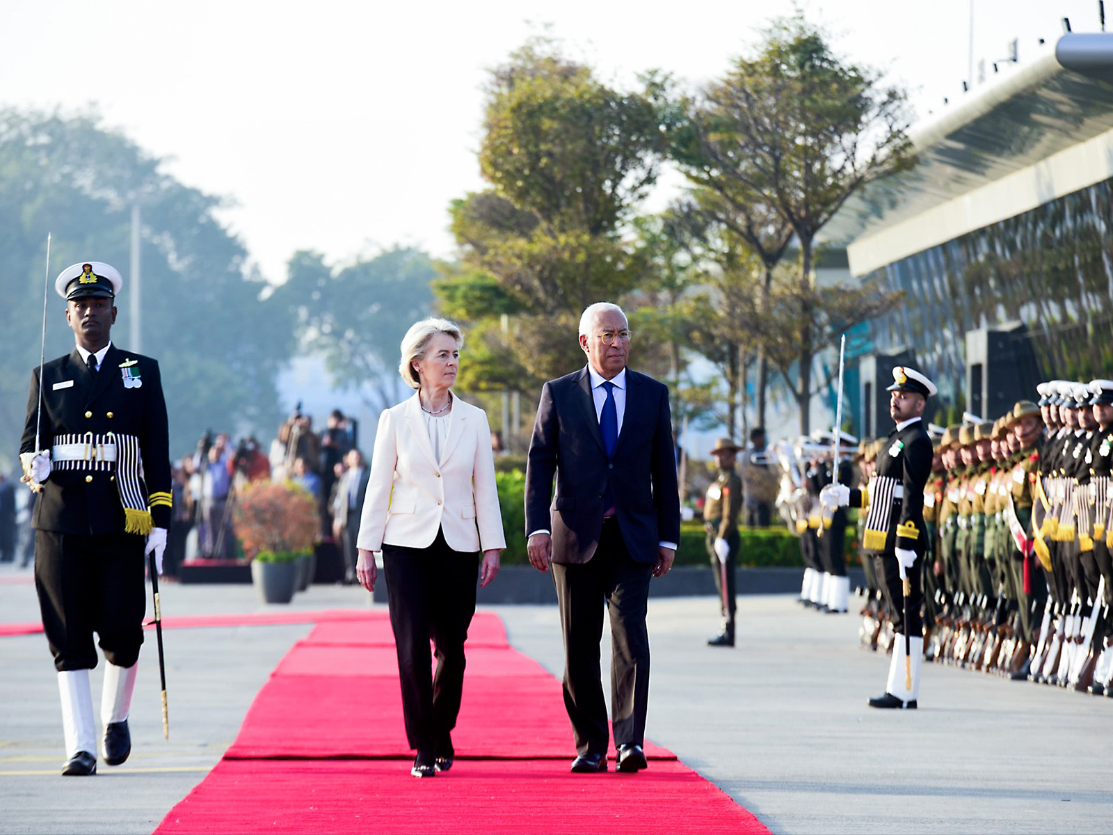 President of the European Commission Ursula von der Leyen and President of the European Council Antonio Costa (Photo/X@MEAIndia)
