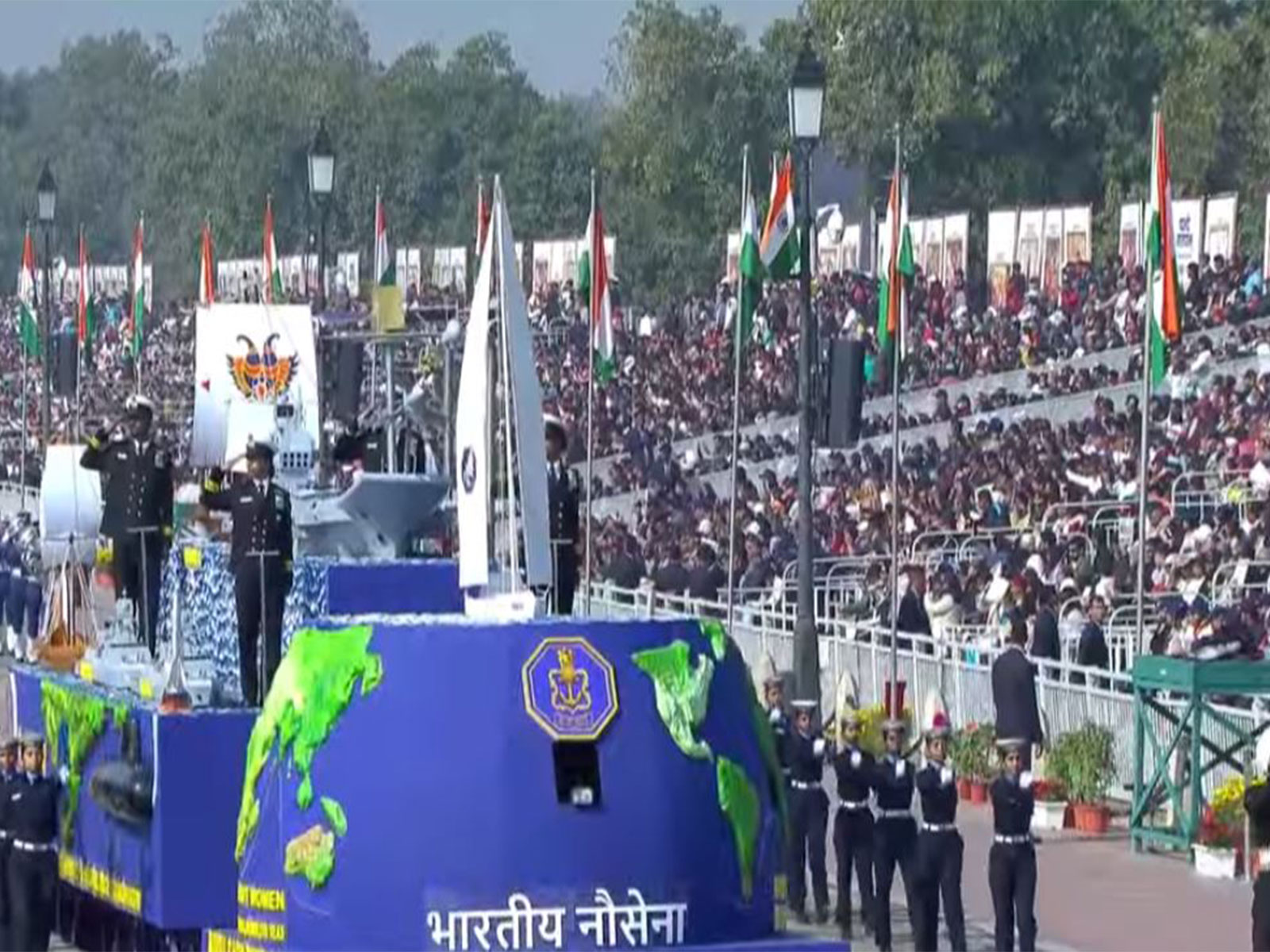 Indian Naval contingent marches past the saluting dais (Photo/ANI)