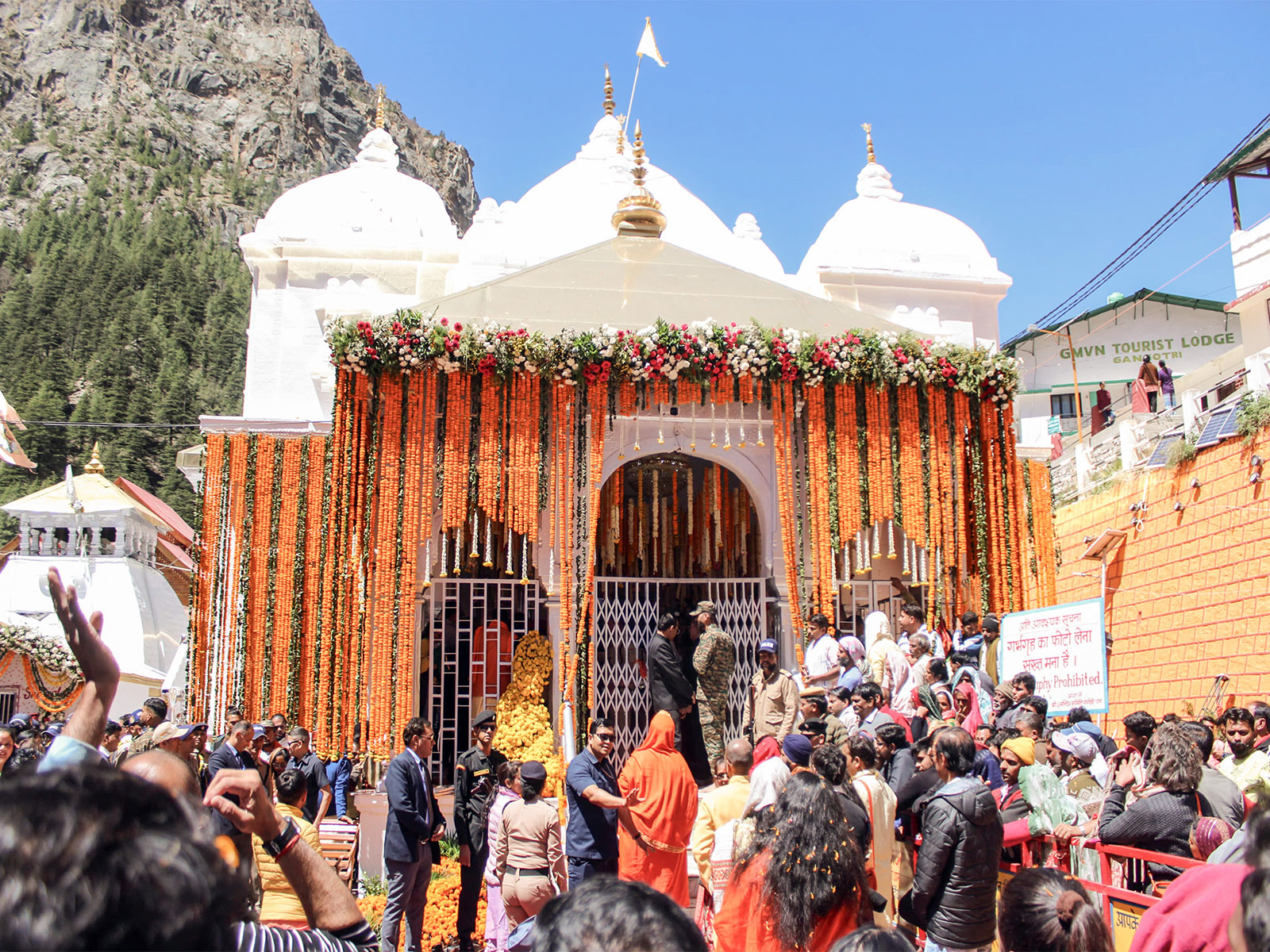 A view of the Gangotri Dham during the door opening ceremony. (Photo/ANI)