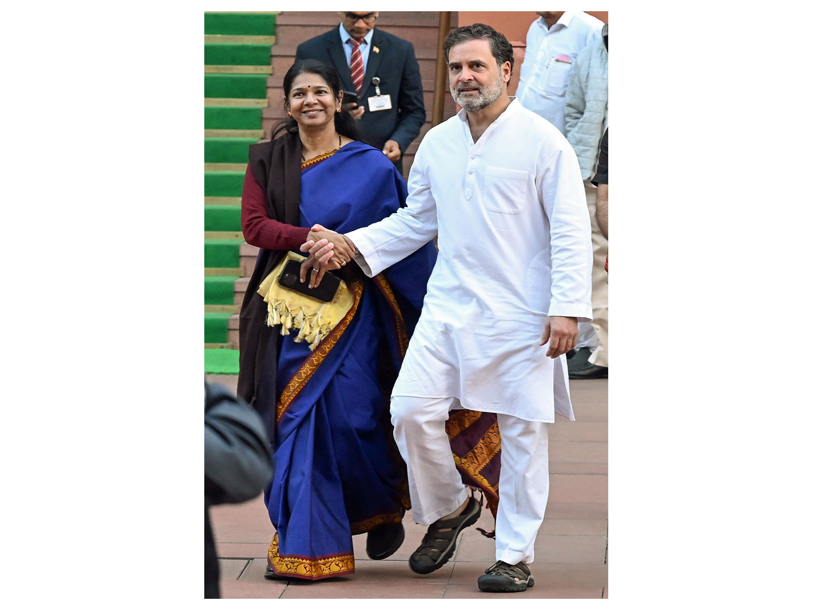 Lok Sabha LoP Rahul Gandhi with DMK MP Kanimozhi Karunanidhi (File Photo/ANI)