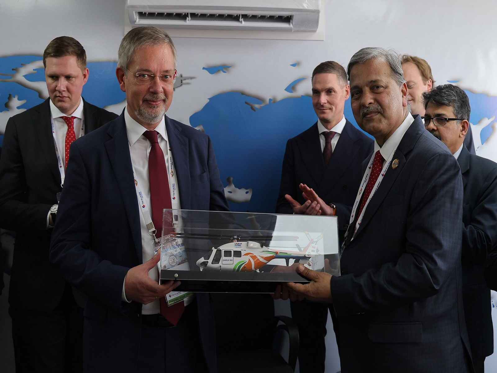 Russian Ambassador to India Denis Alipov, as part of the delegation led by Deputy Minister of Industry & Trade of Russia Gennady Abramenkov, visited the civil aviation exhibition (Photo/@RusEmbIndia)