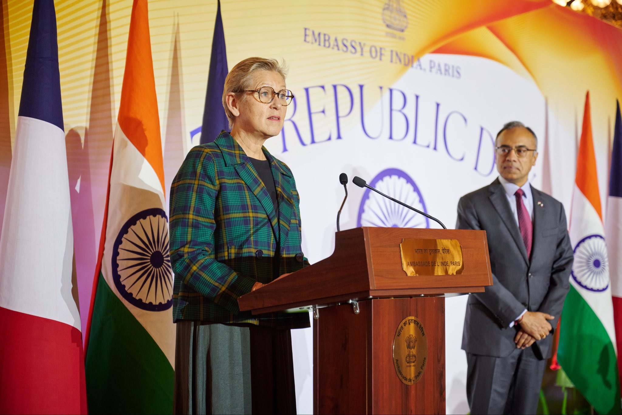 French Minister Anne Le Henanff joins Republic Day celebrations in Paris (Photo/X@IndiaembFrance)